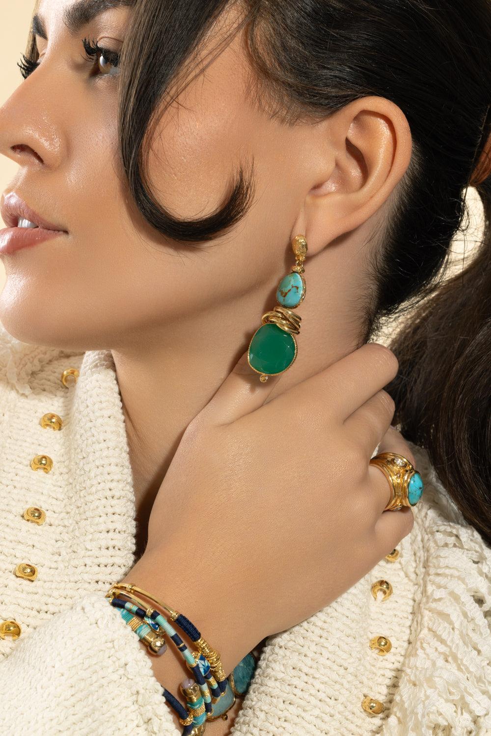 Turquoise Green Drop Sirena Earrings - Image 3