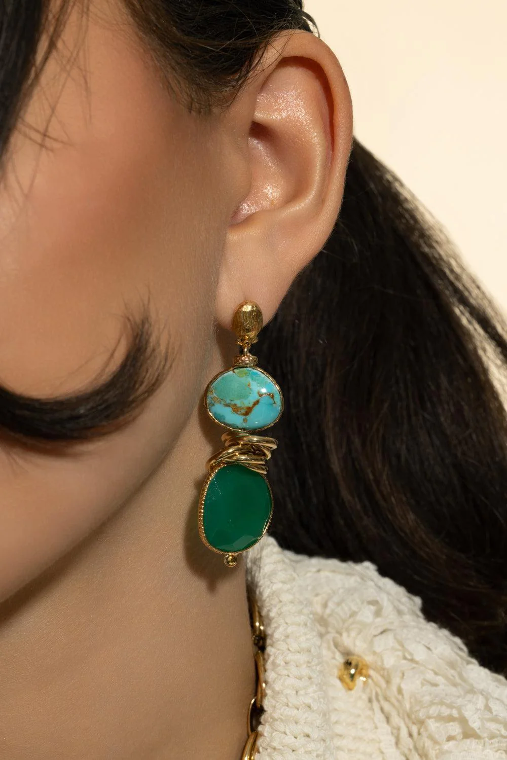 Turquoise Green Drop Sirena Earrings - Image 4