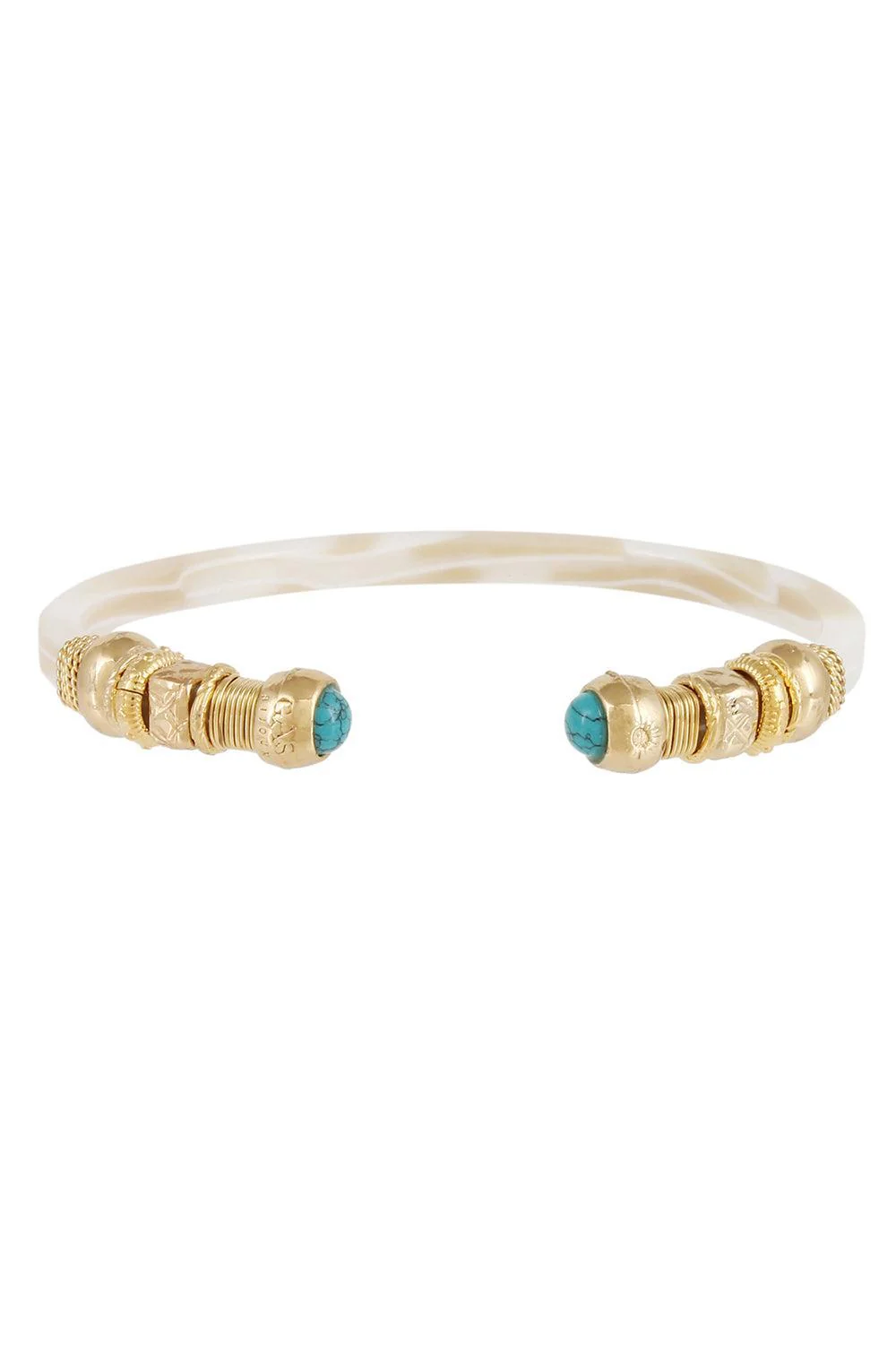 Turquoise Tip Cream Sari Bracelet