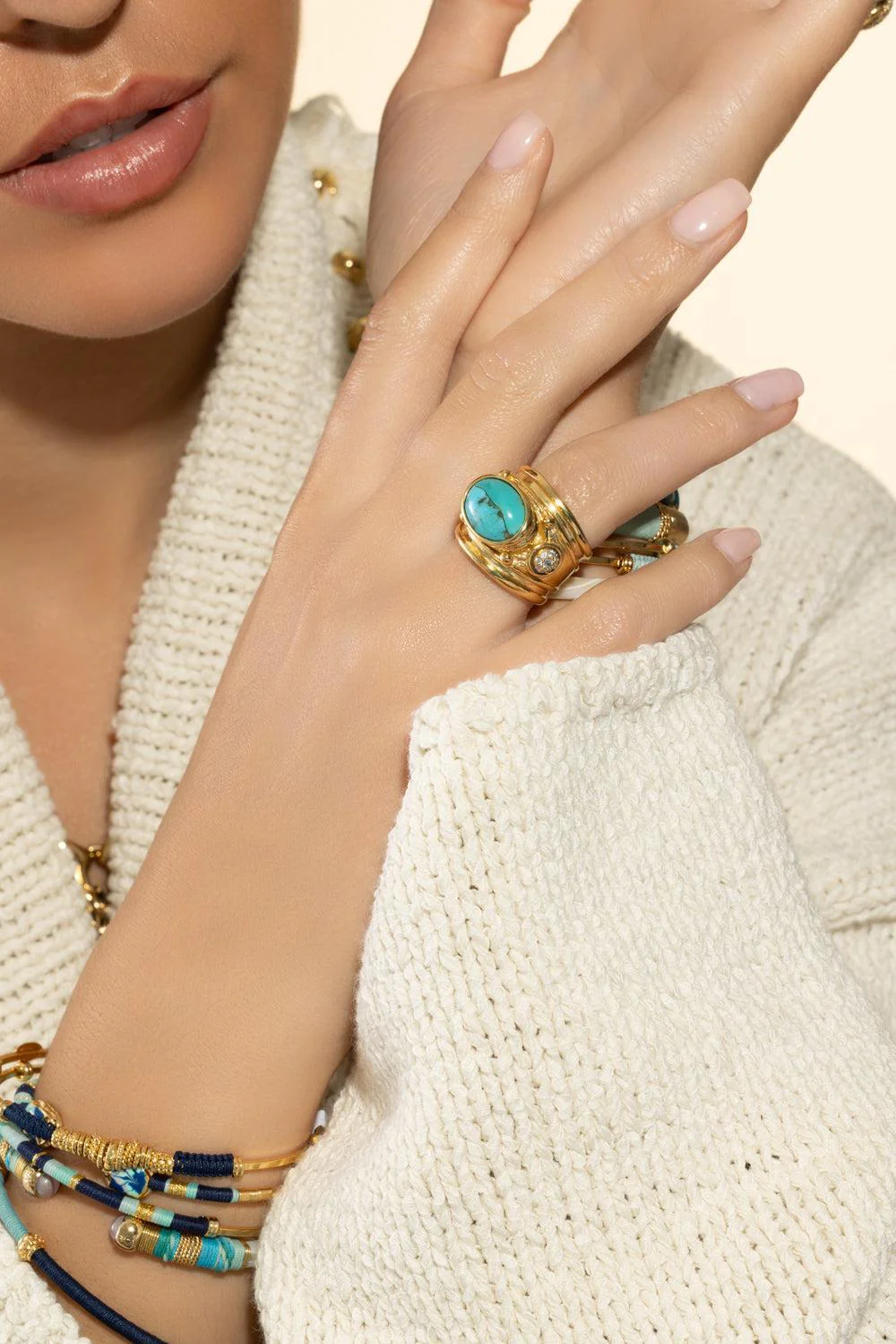 Turquoise Zircone Side Simone Ring - Image 2