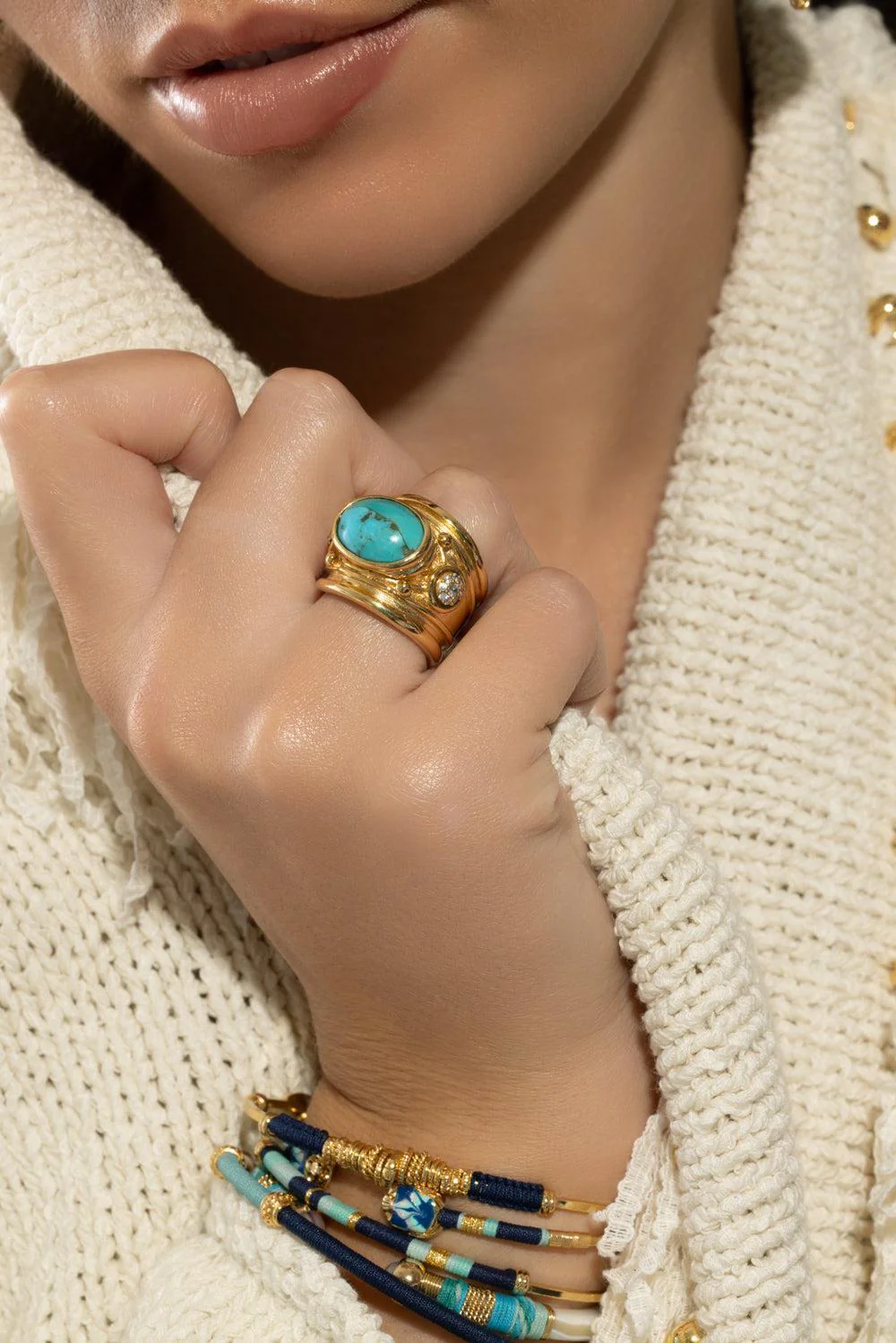 Turquoise Zircone Side Simone Ring - Image 3