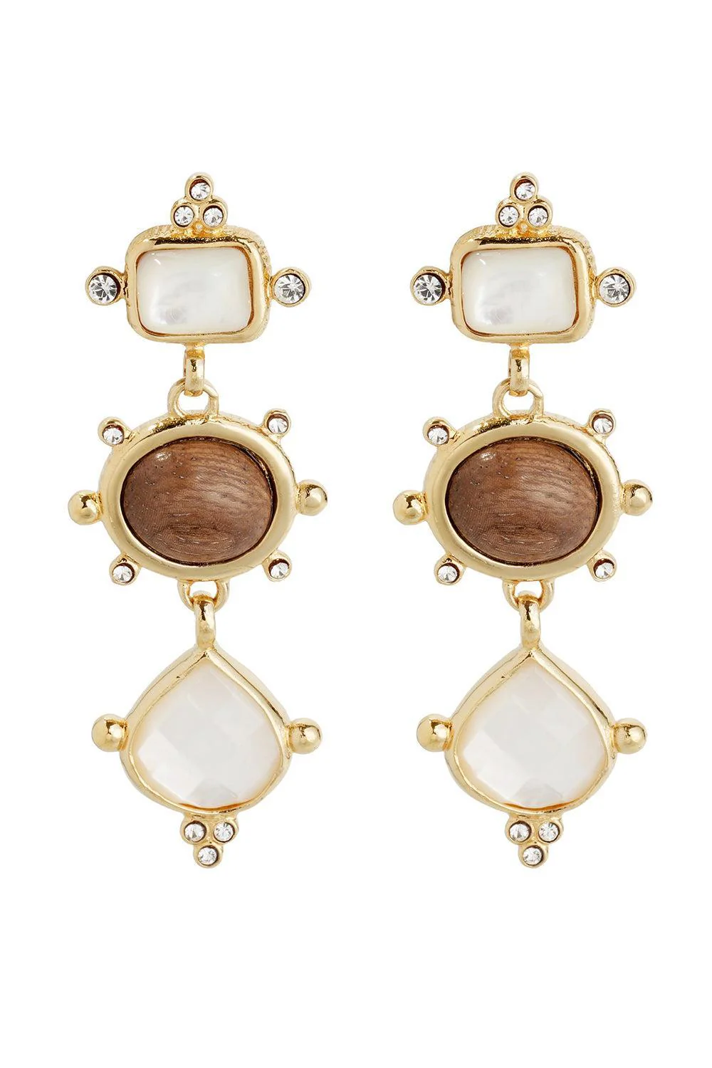 White Tiki Three Earrings