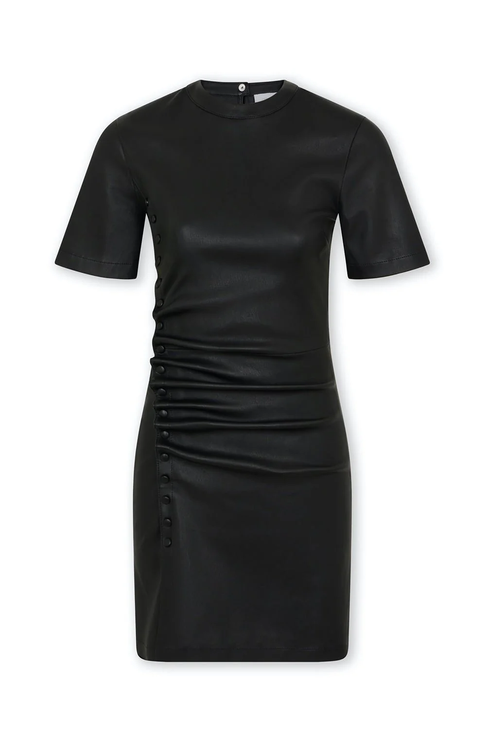 Gathered Button Short Dress