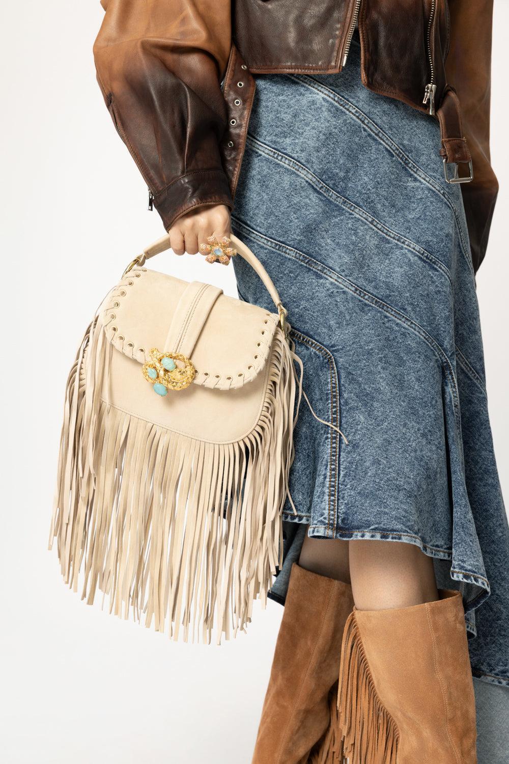Alice Fringe Bag - Sand - Image 2