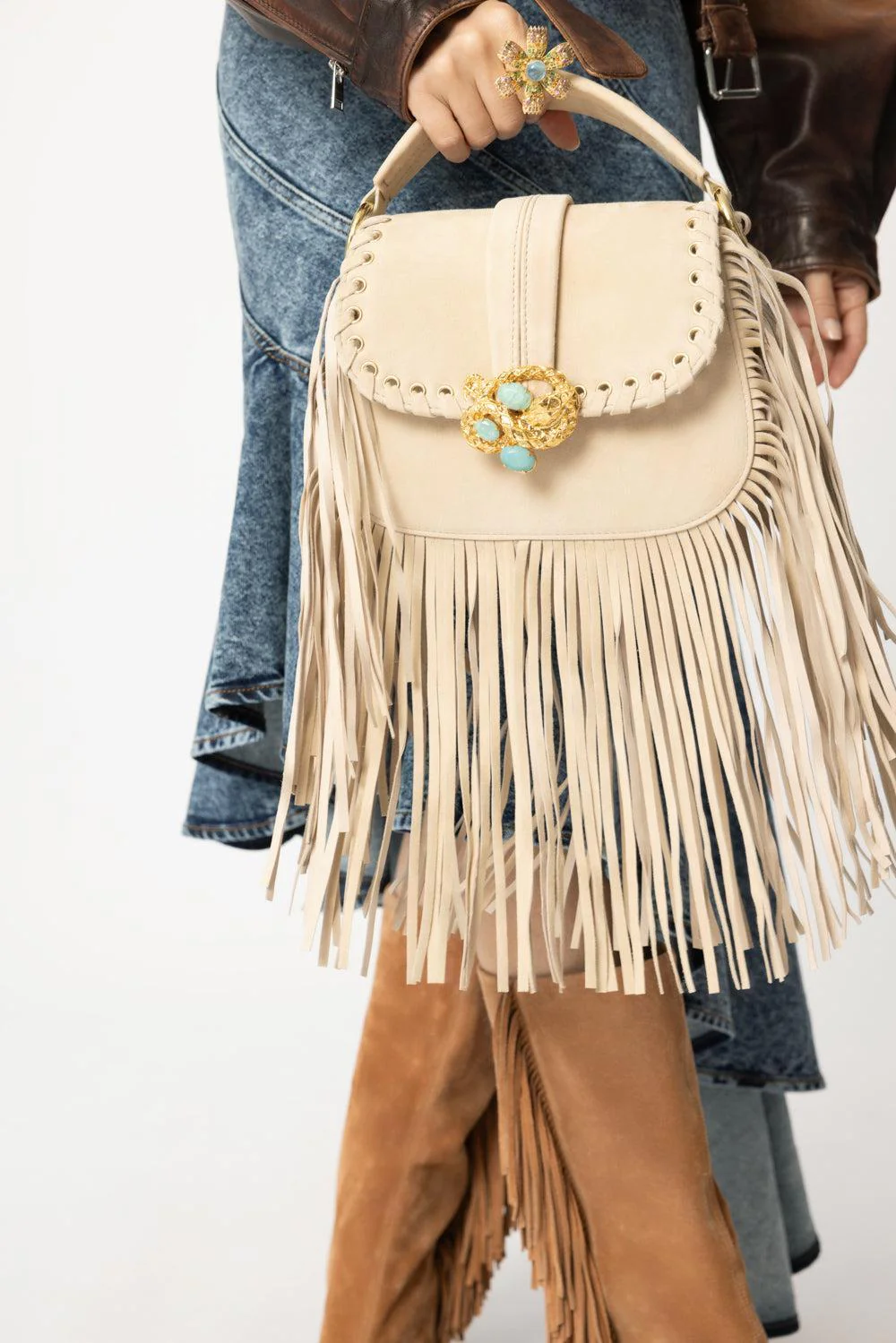 Alice Fringe Bag - Sand - Image 3