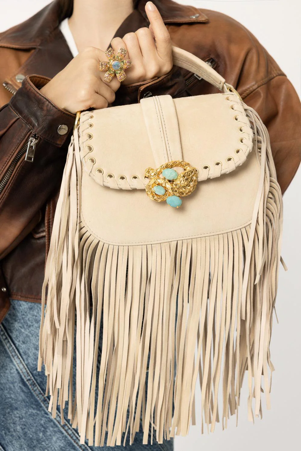 Alice Fringe Bag - Sand - Image 4