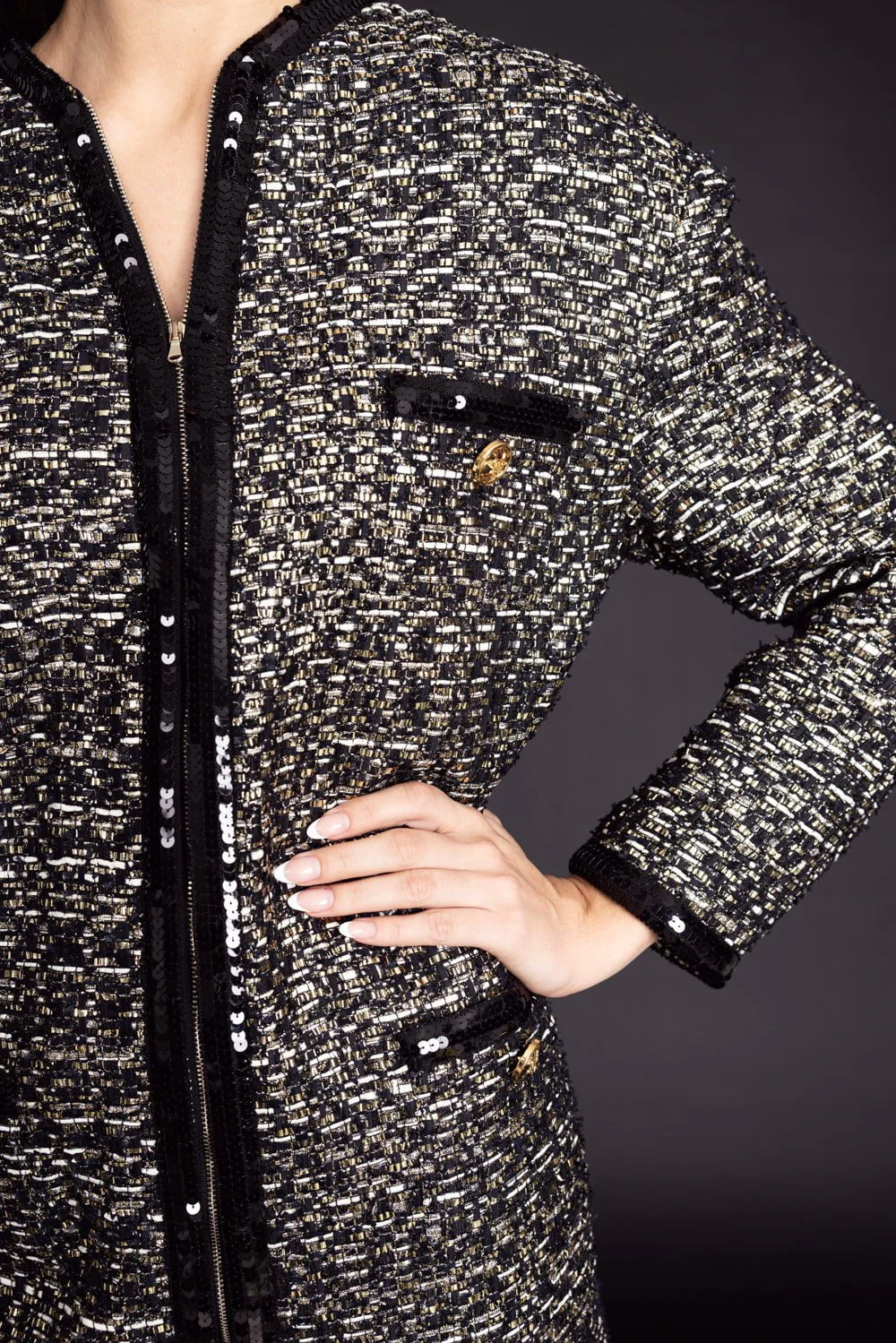 Boucle Tweed Long Coat - Image 3