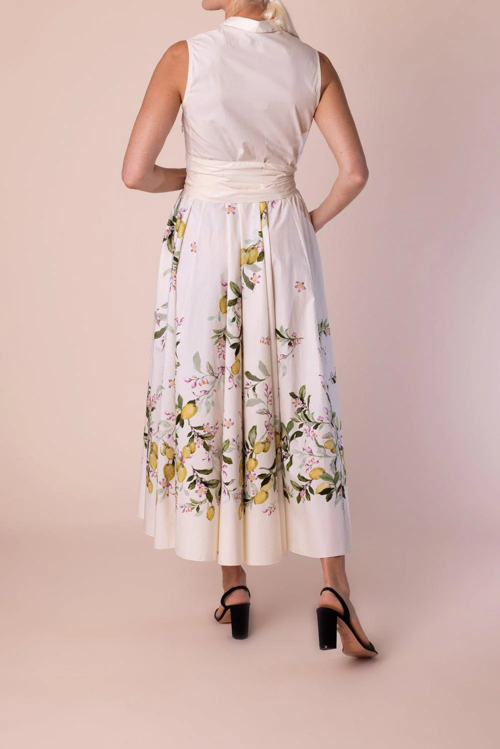 Lemon Print Sleeveless Shirtdress - Image 3