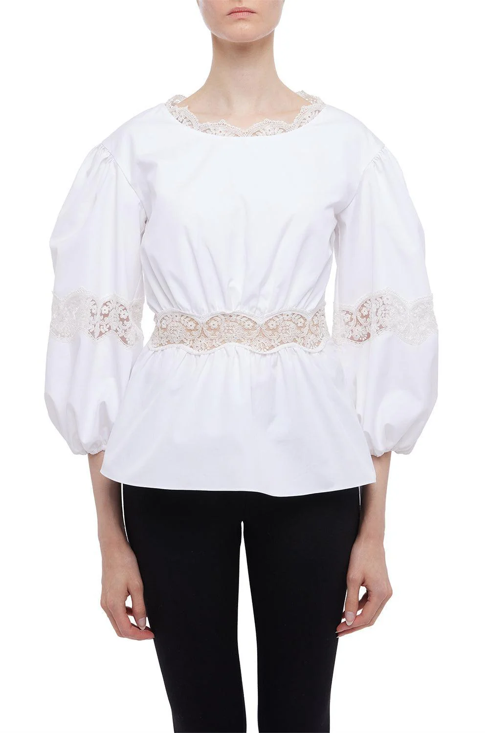 Long Sleeve Embroidered Peplum Blouse