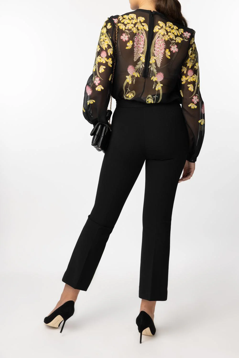 Long Sleeve Printed Blouse - Black Multi - Image 4