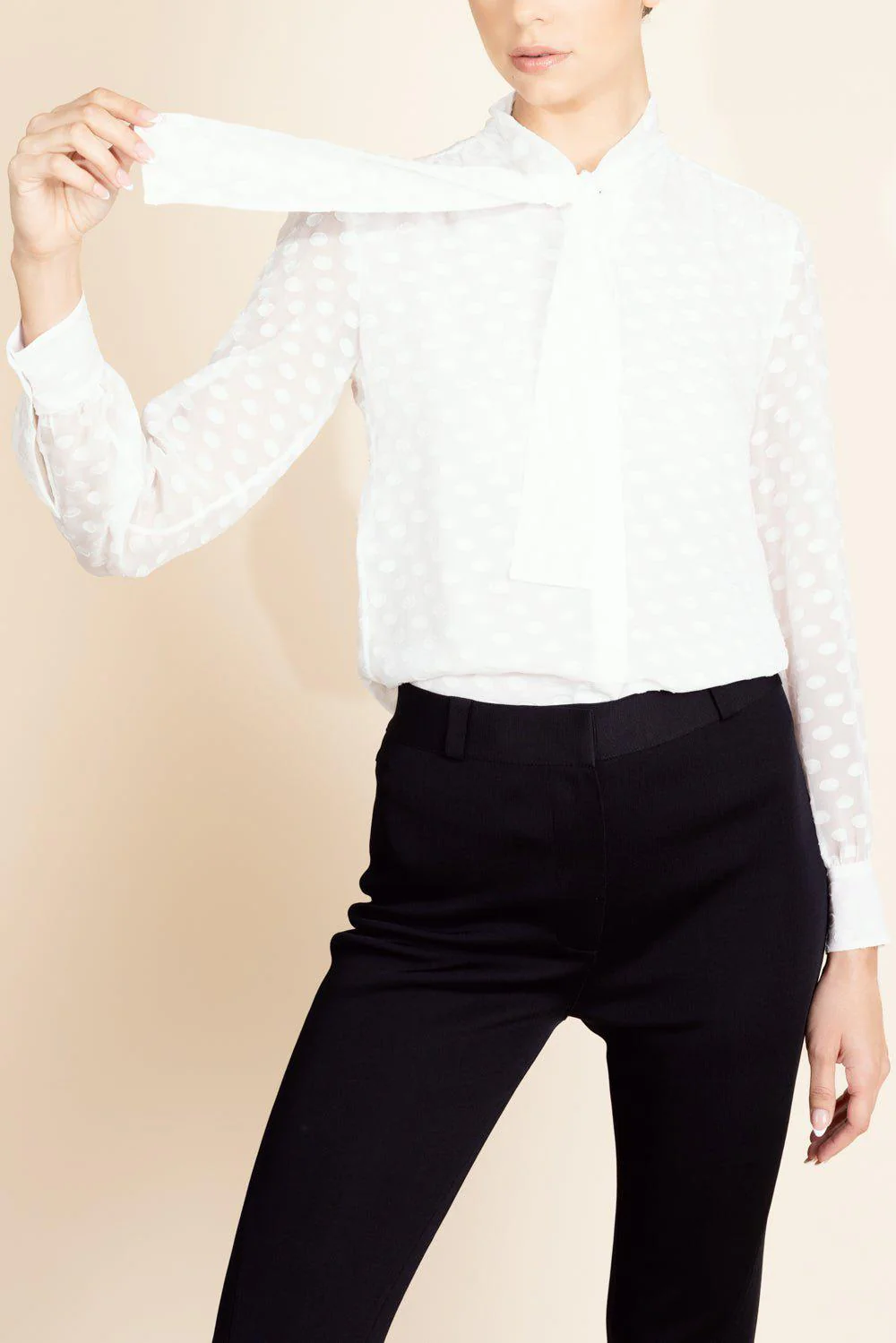 Tie Neck Textured Blouse - Image 3