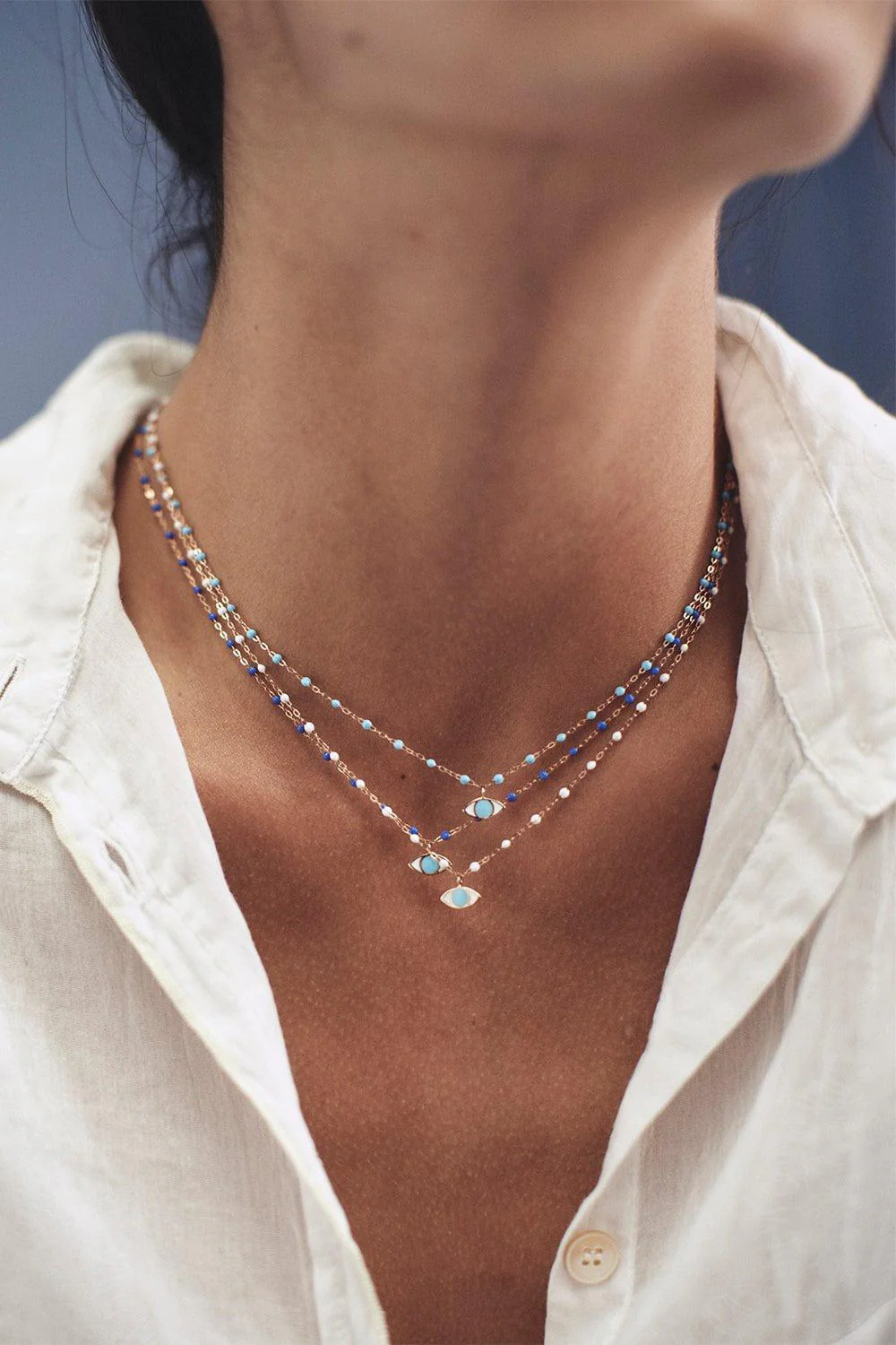 Classic Gigi Eye Necklace - 16.5in - White - Image 2