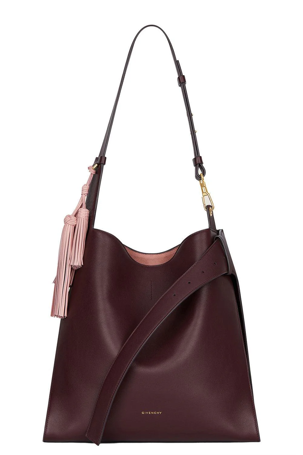 Medium Belted Hobo Bag - Burgundy