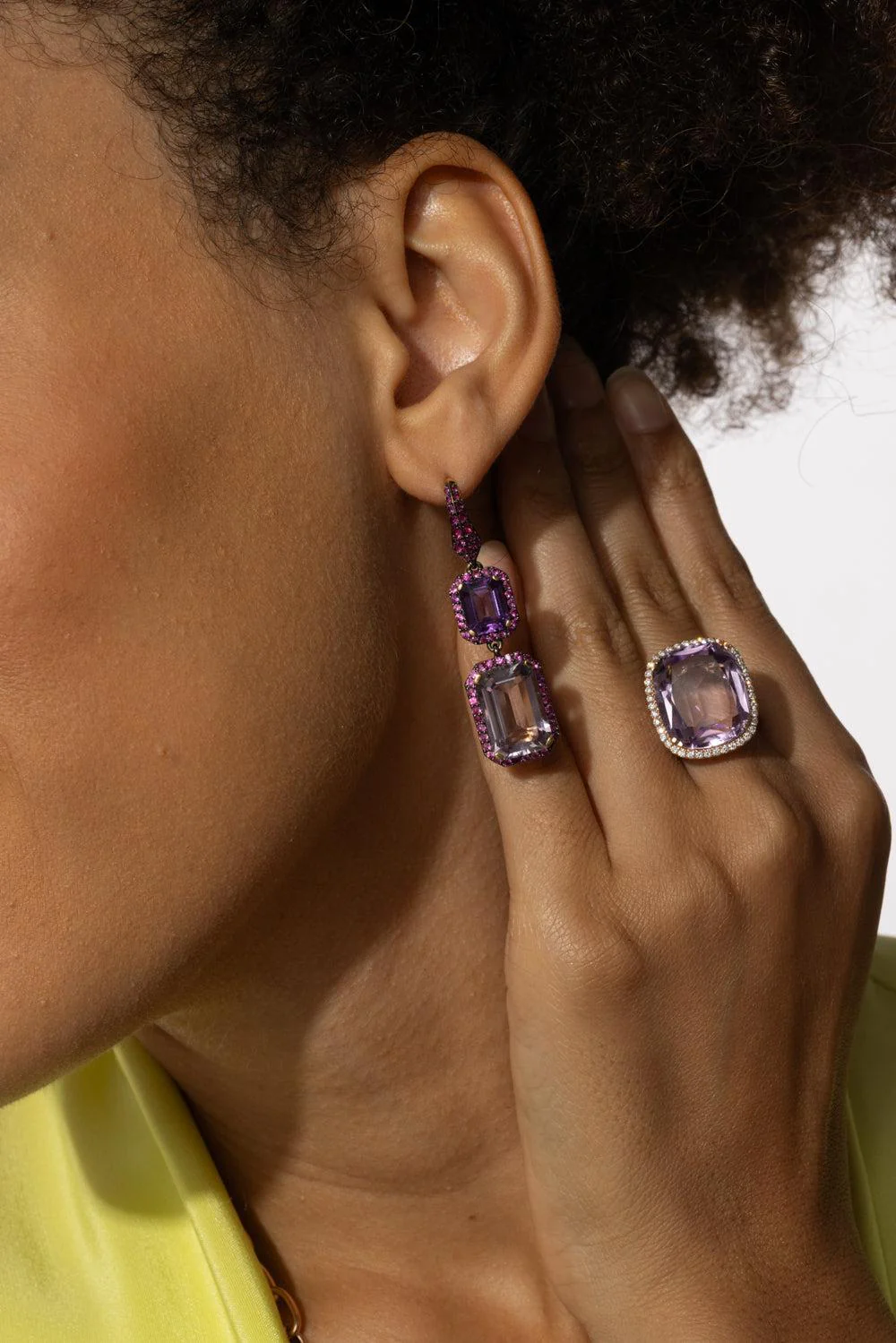 Amethyst Pink Sapphire Earrings - Image 3