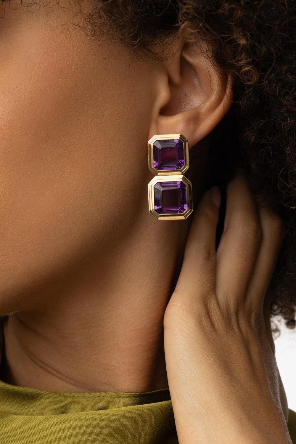 Amethyst Two Row Manhattan Earrings - Image 5