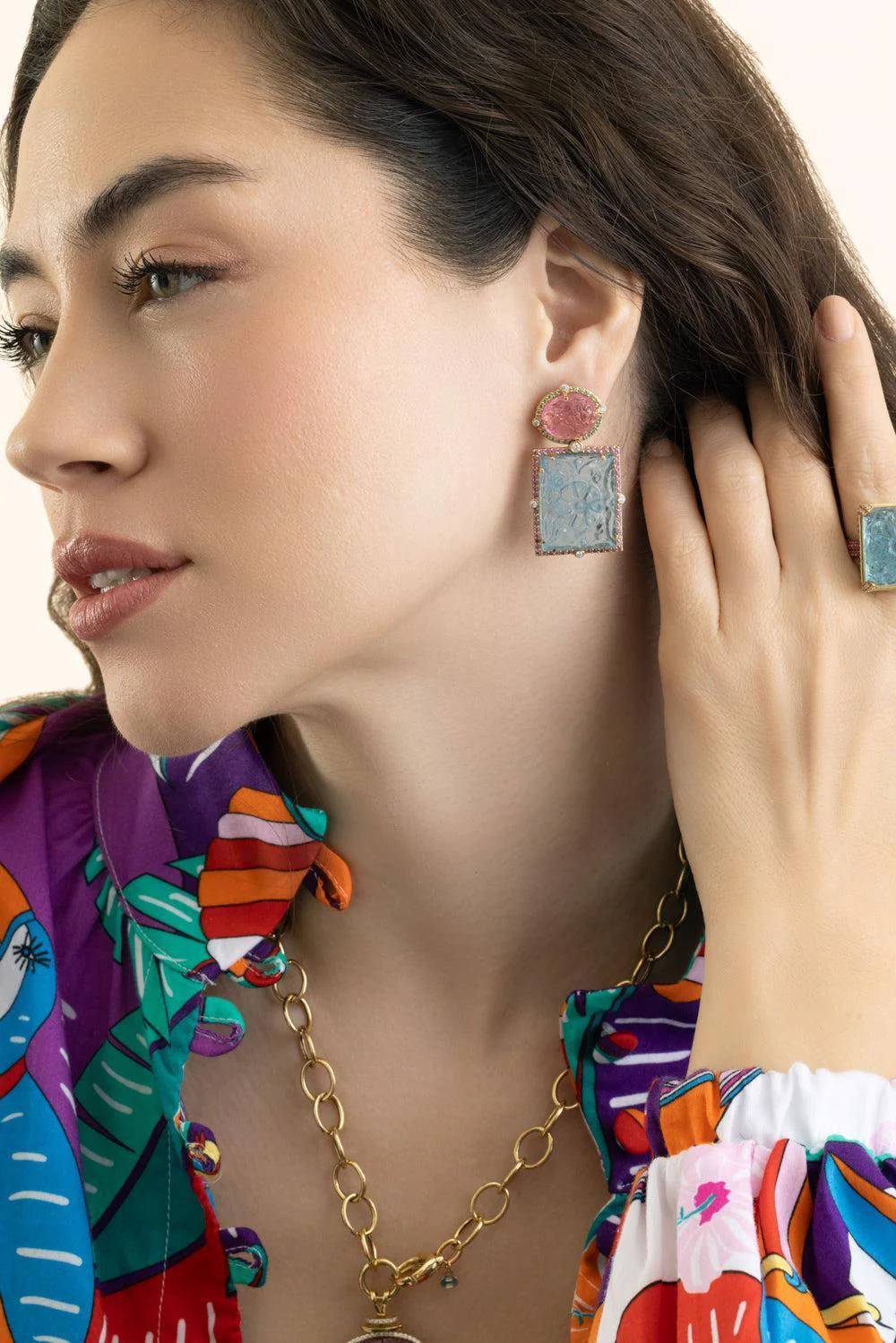 Aquamarine Tourmaline G-One Earrings - Image 4