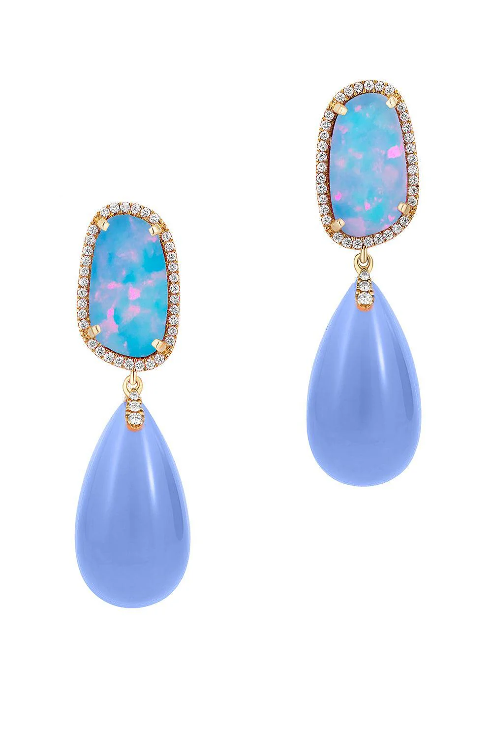 Australian Opal Blue Chalcedony G-One Drop Earrings