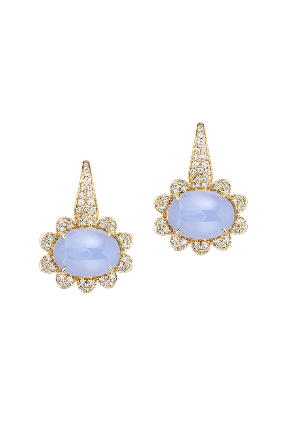 Blue Chalcedony Diamond Earrings