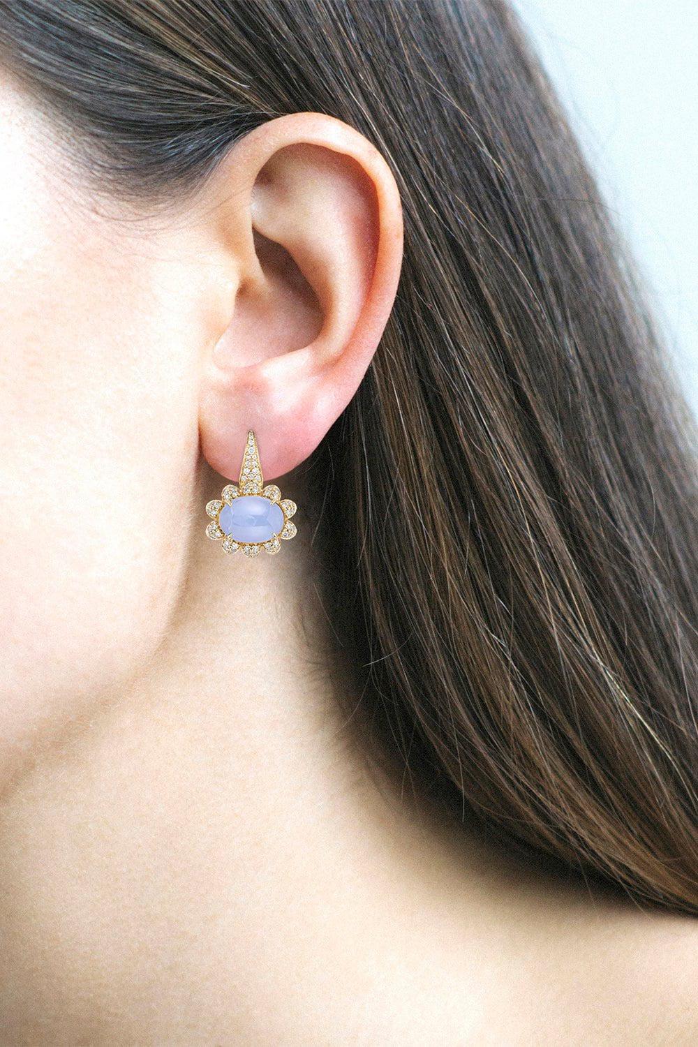Blue Chalcedony Diamond Earrings - Image 2