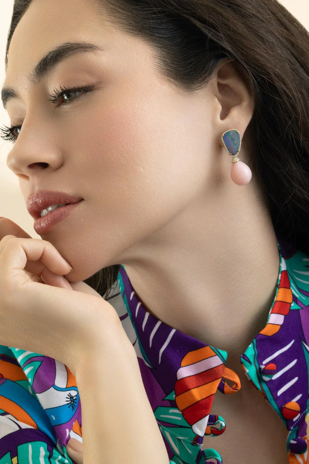 Blue Pink Opal G-One Drop Earrings - Image 2
