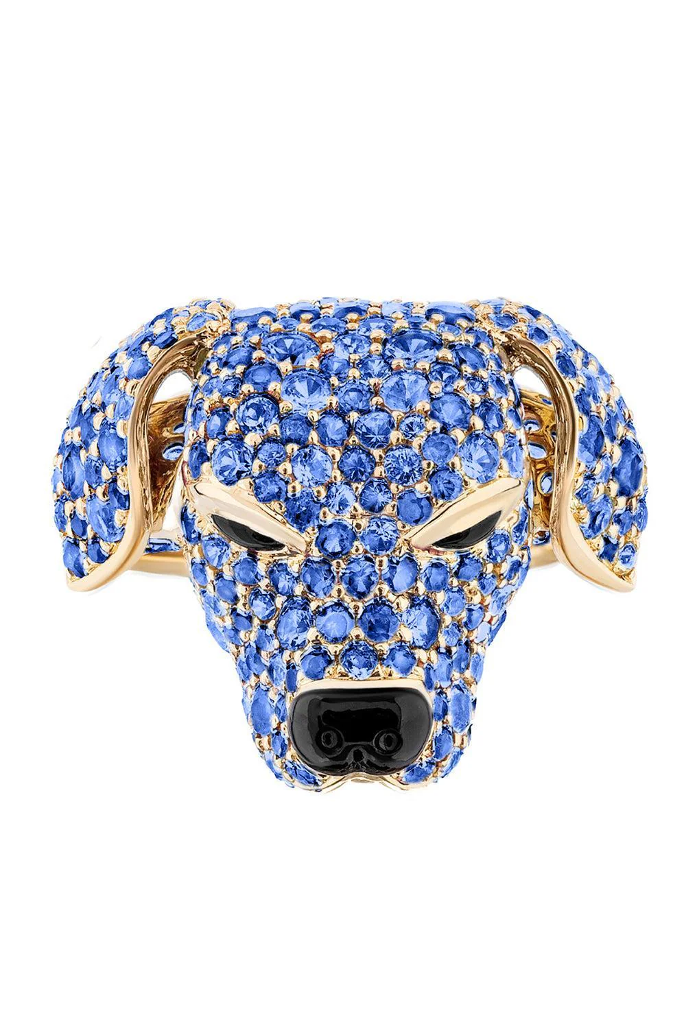 Blue Sapphire Onyx Dog Ark Ring - Image 5