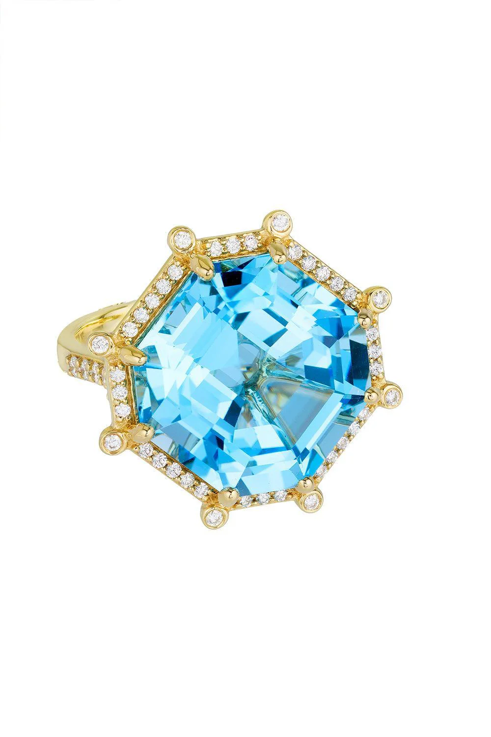 Blue Topaz Asscher Cut Gossip Ring
