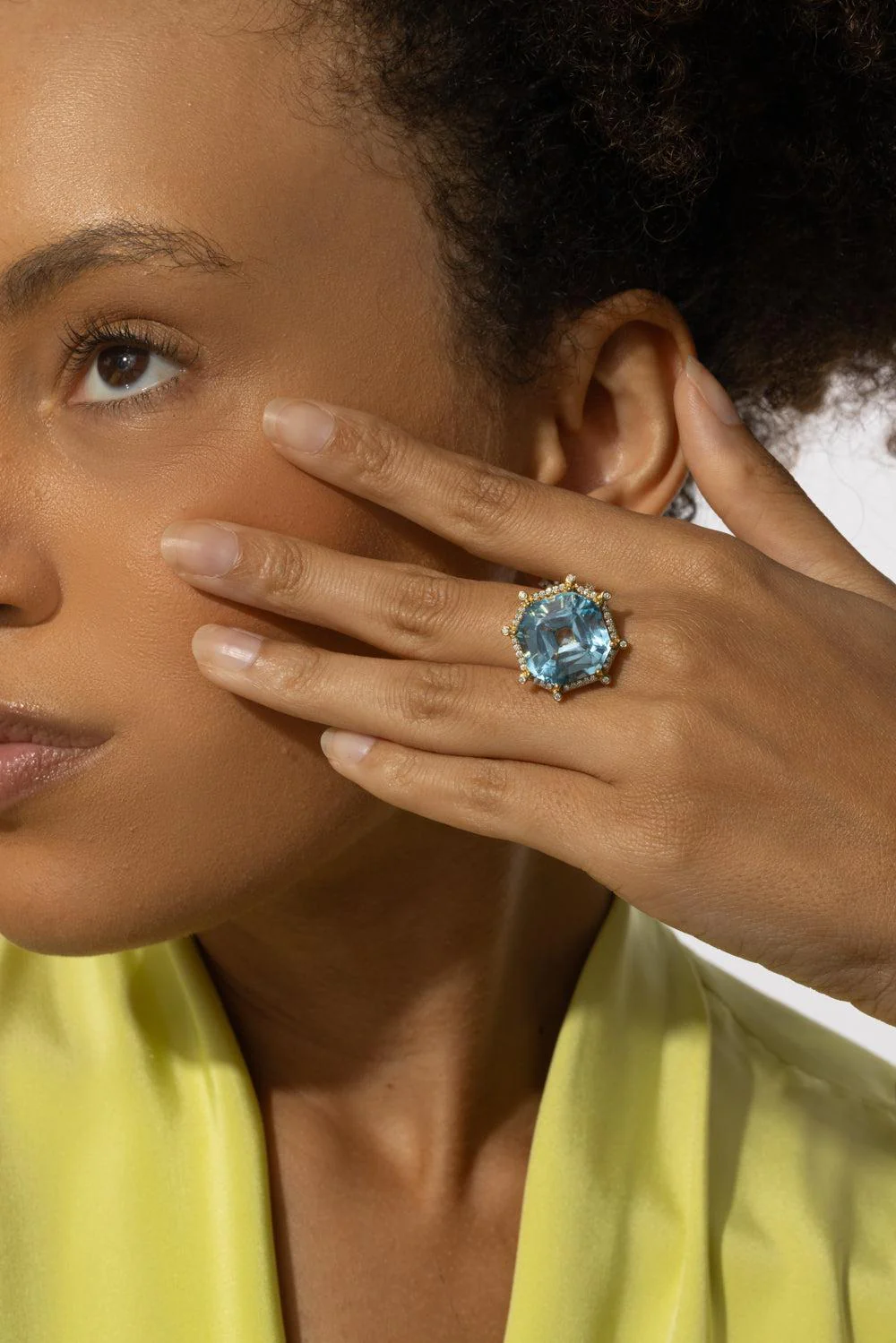 Blue Topaz Asscher Cut Gossip Ring - Image 3