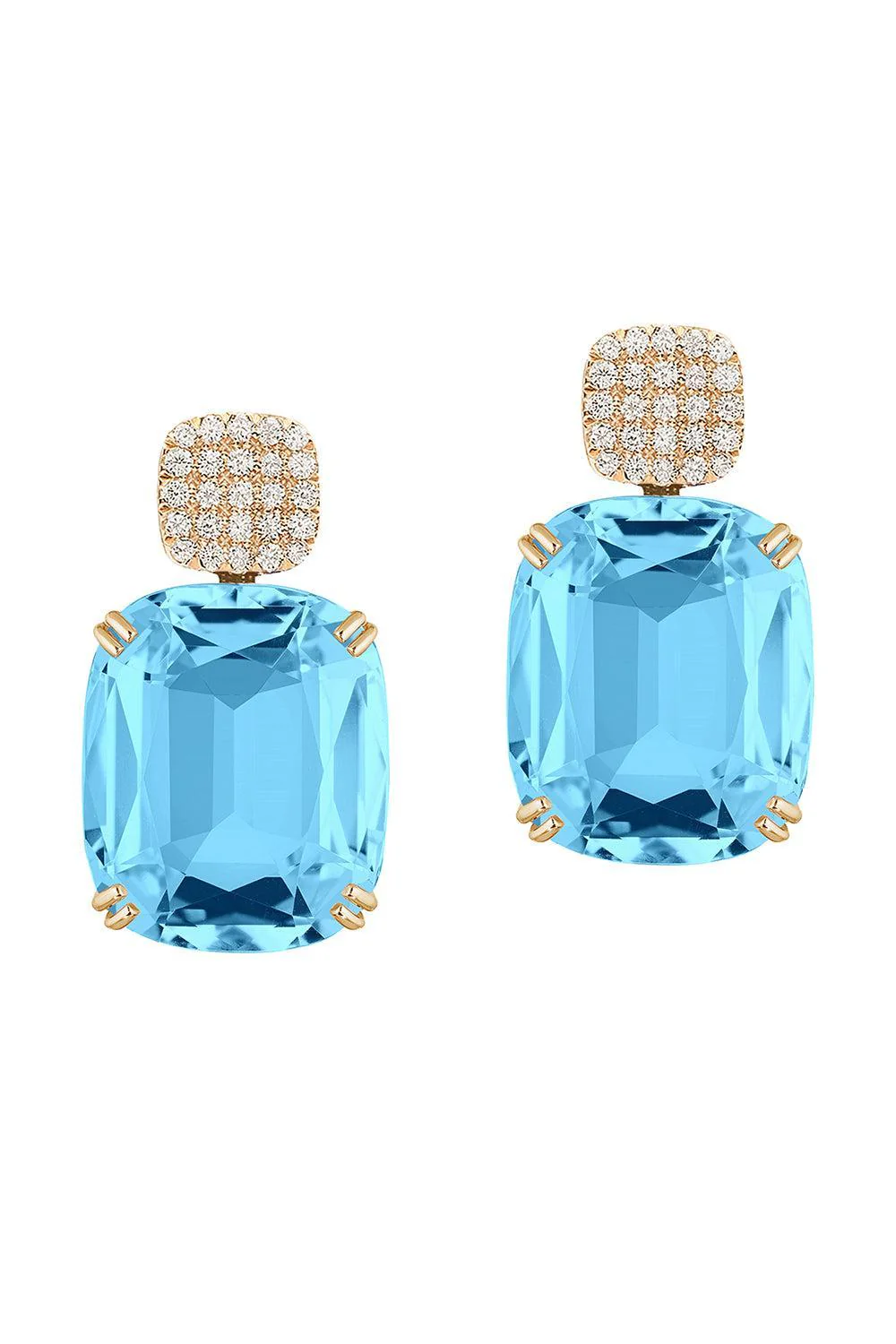 Blue Topaz Cushion Cut Gossip Earrings