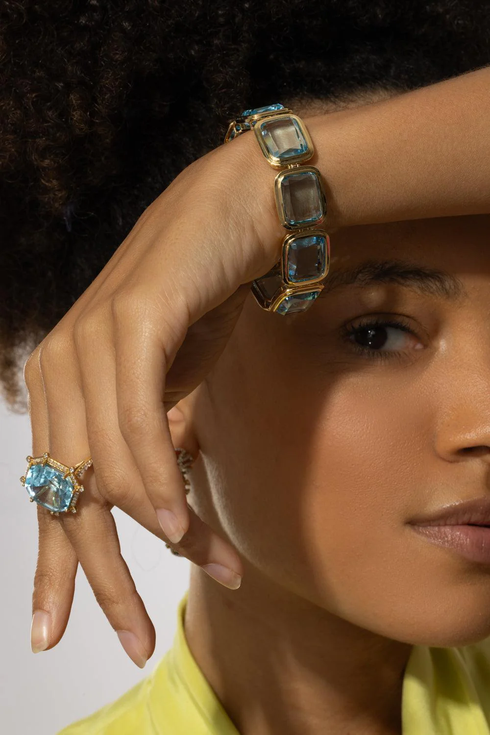 Blue Topaz Cushion Cut Manhattan Bracelet - Image 3