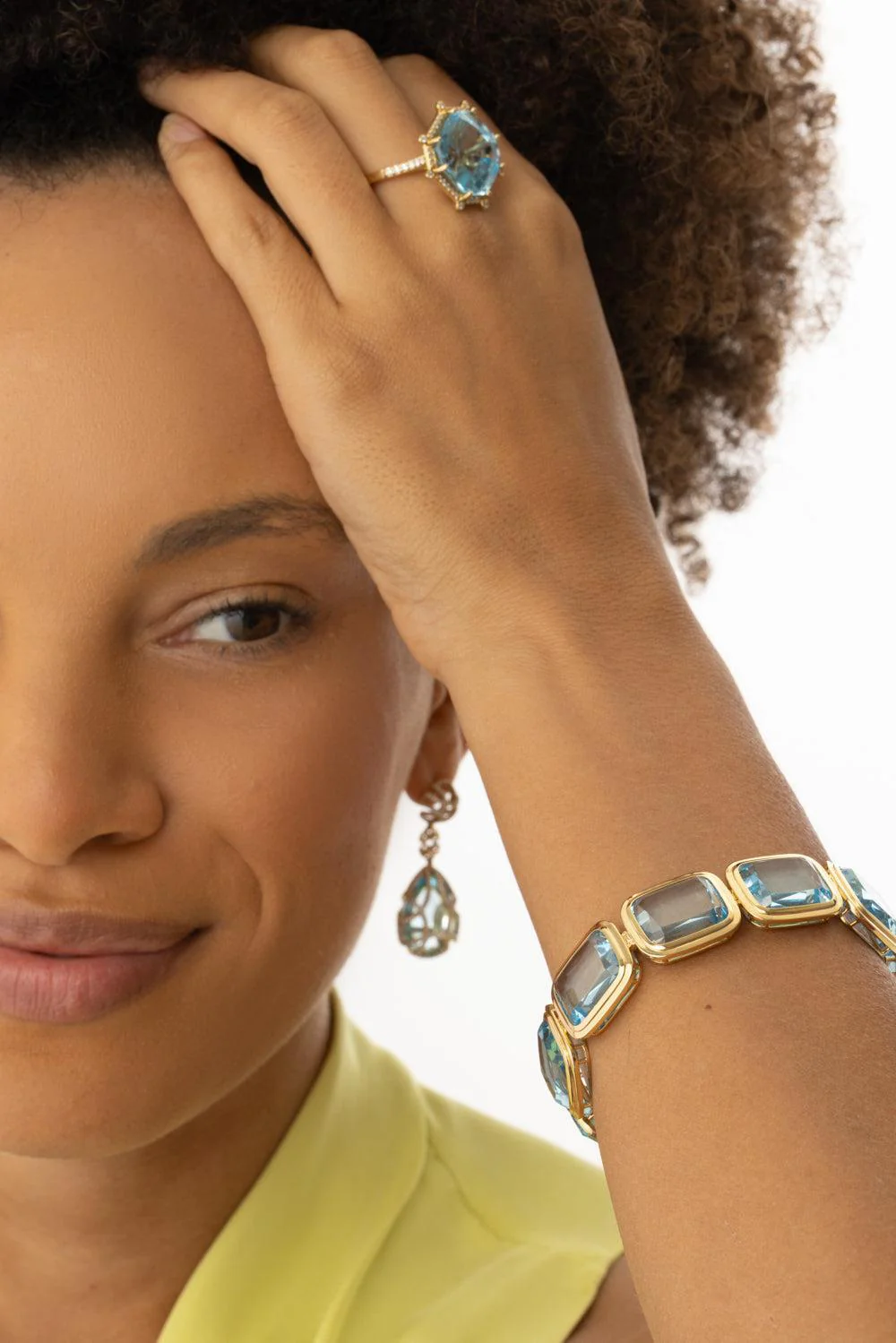 Blue Topaz Cushion Cut Manhattan Bracelet - Image 4