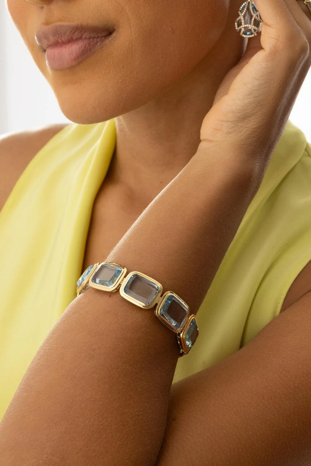 Blue Topaz Cushion Cut Manhattan Bracelet - Image 5