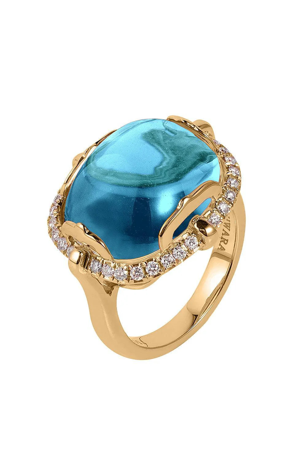 Blue Topaz Cushion Rock - N - Roll Ring