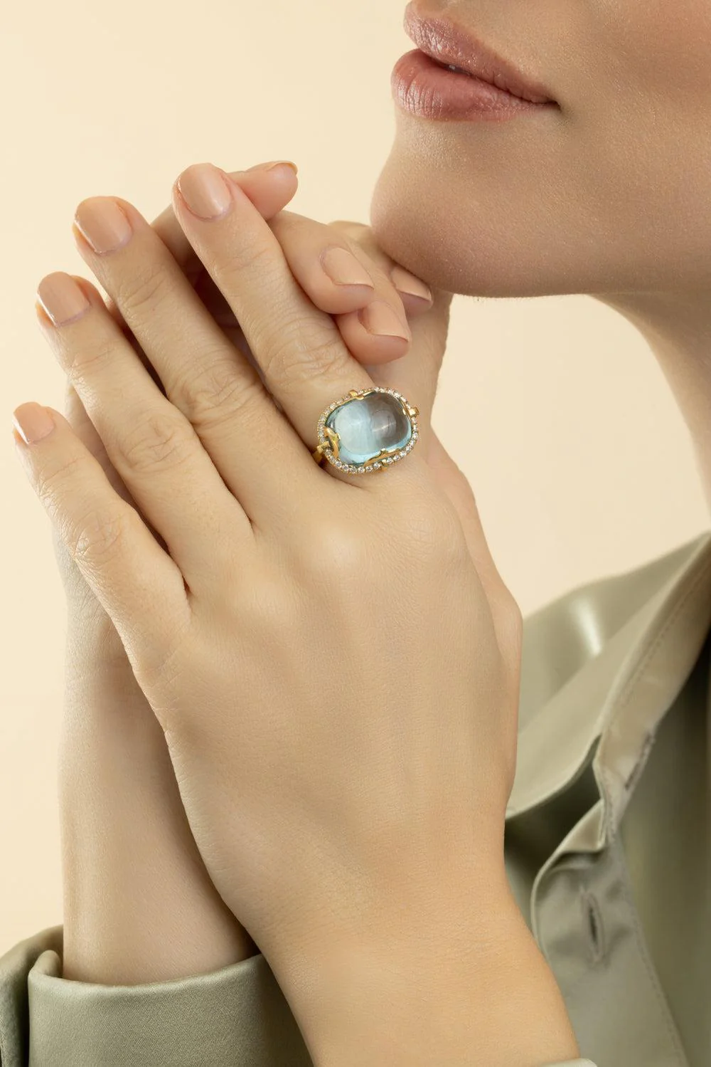 Blue Topaz Cushion Rock - N - Roll Ring - Image 2