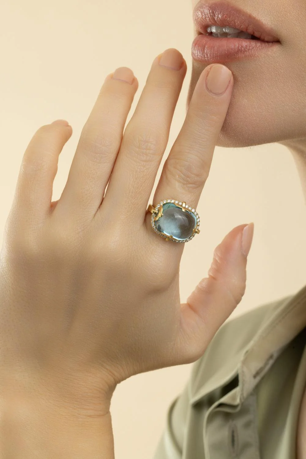 Blue Topaz Cushion Rock - N - Roll Ring - Image 4