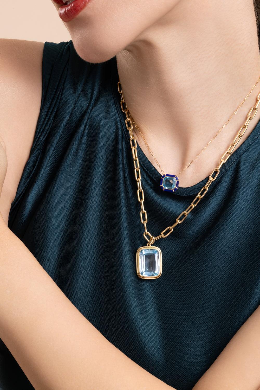 Blue Topaz Lapis Melange Necklace - Image 3