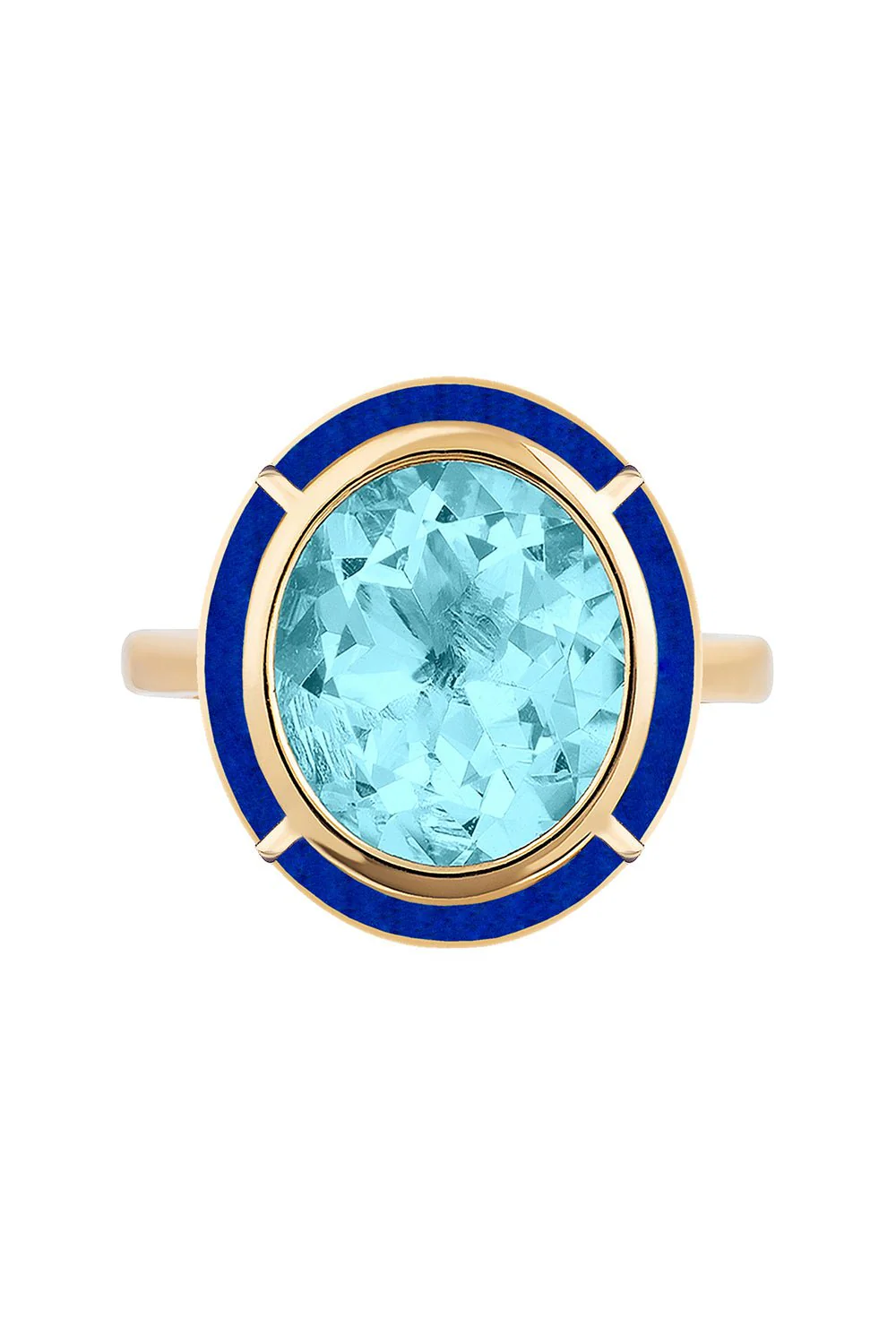 Blue Topaz Lapis Oval Ring