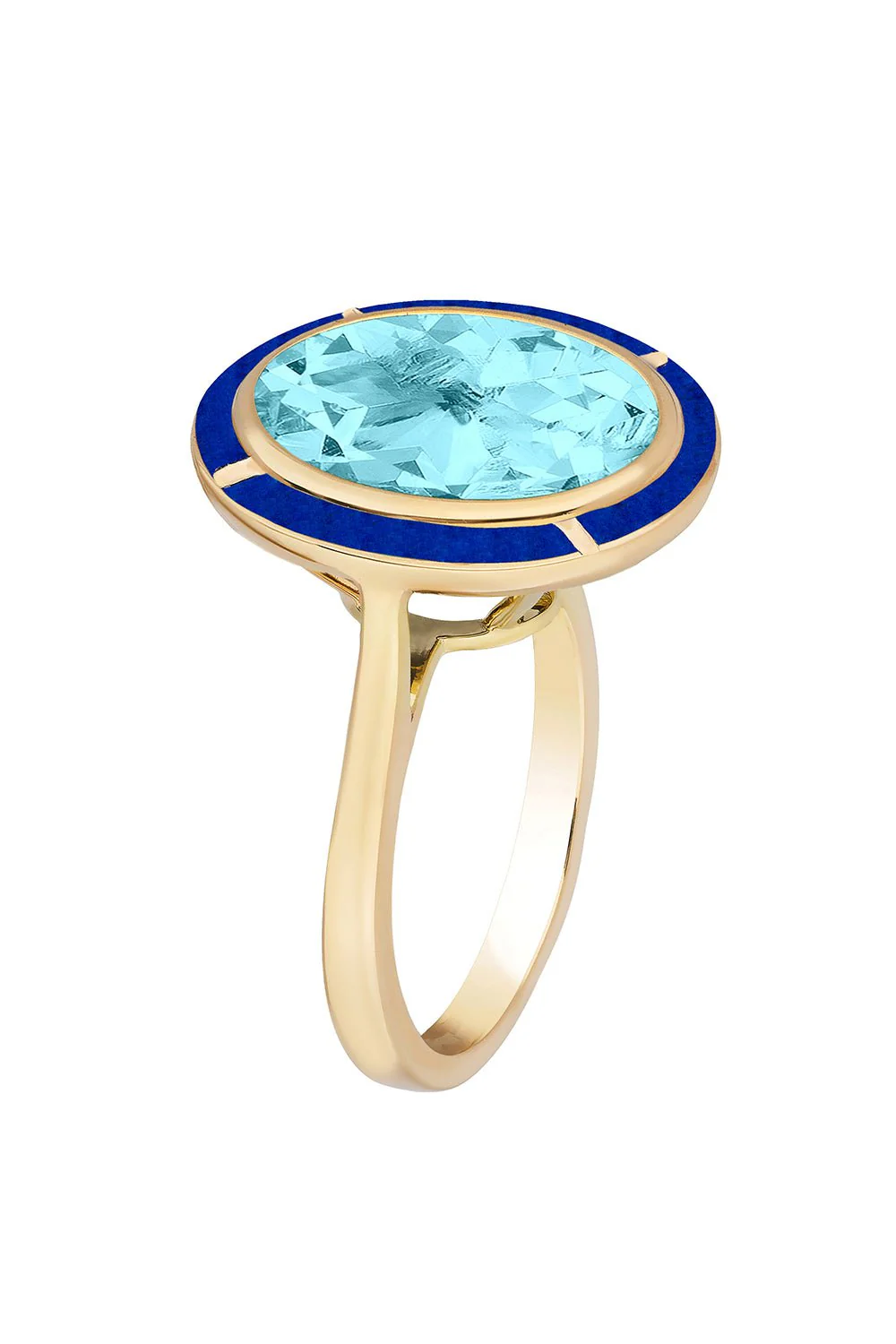 Blue Topaz Lapis Oval Ring - Image 5