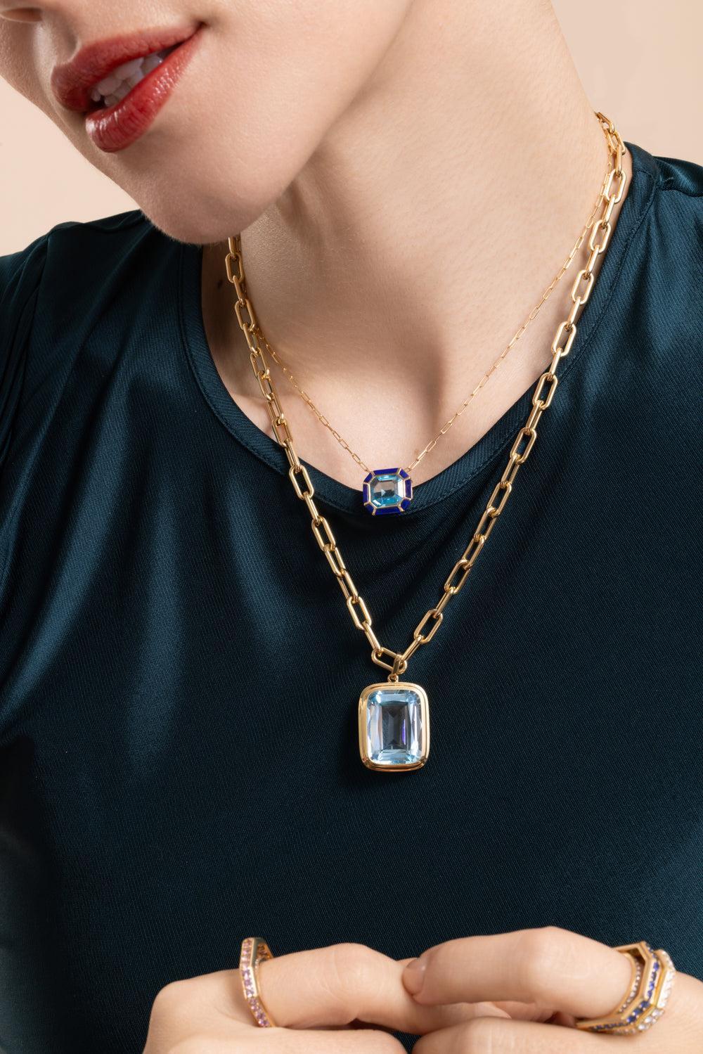 Blue Topaz Manhattan Pendant Necklace - Image 2