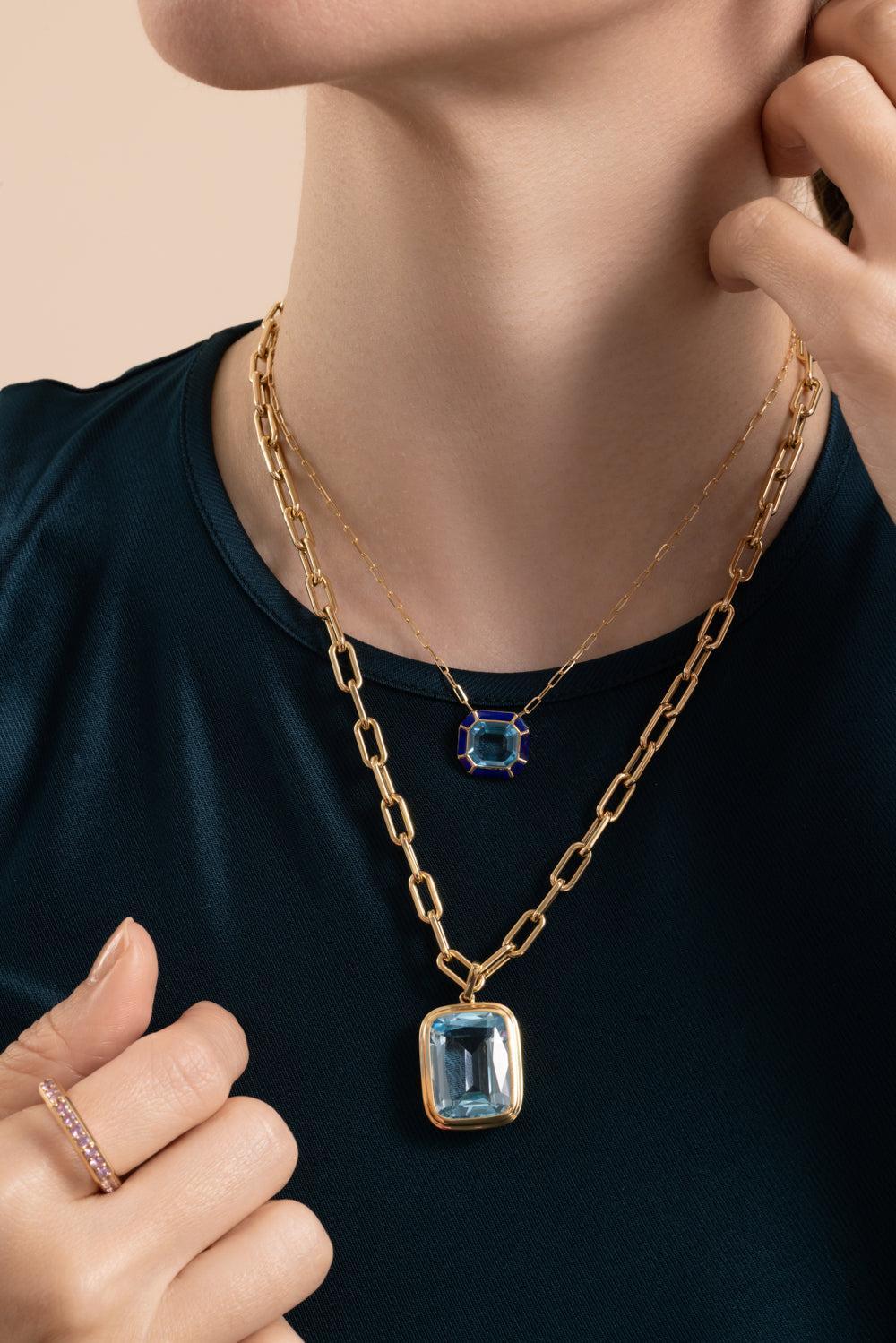 Blue Topaz Manhattan Pendant Necklace - Image 3