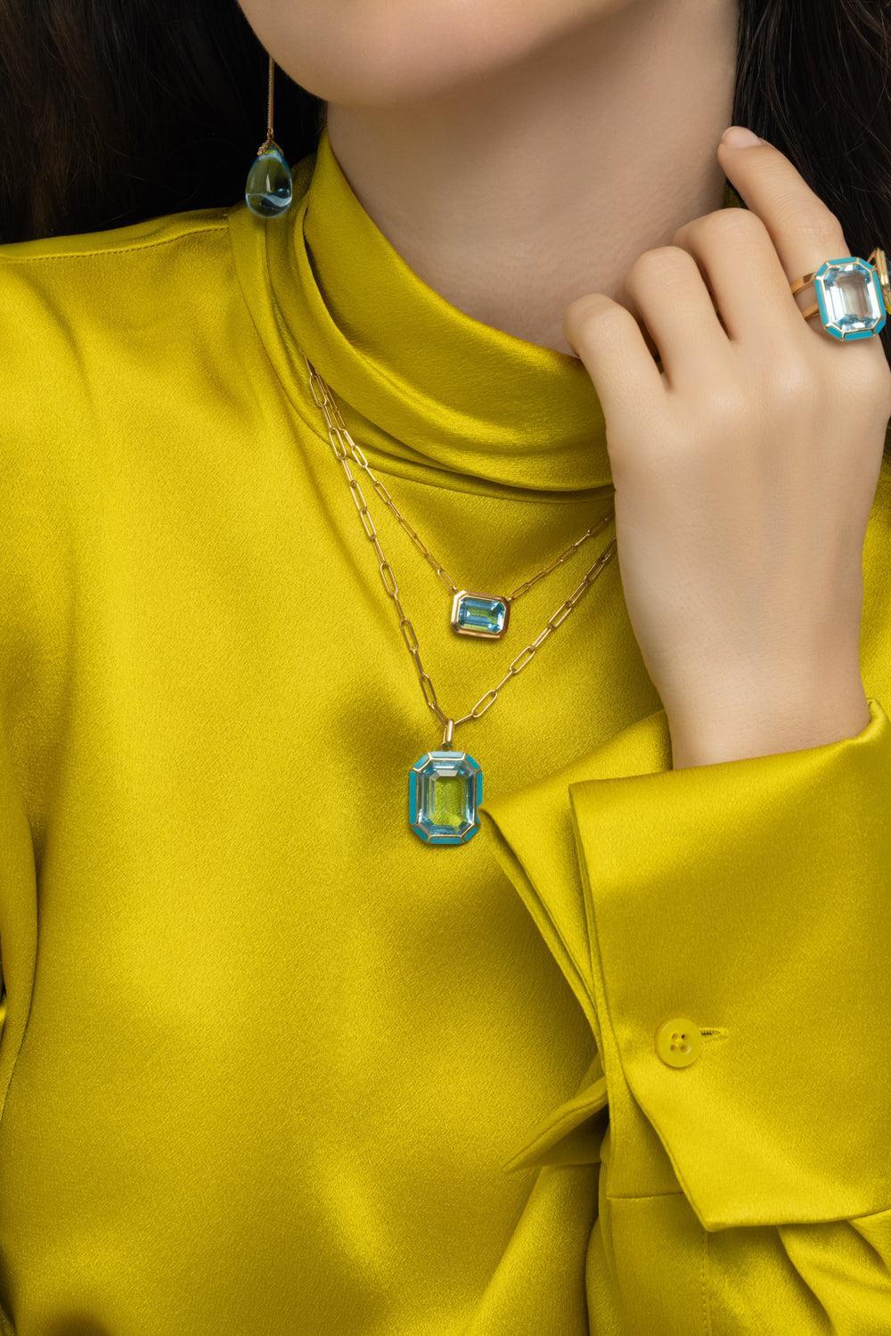 Blue Topaz Melange Pendant Necklace - Image 2