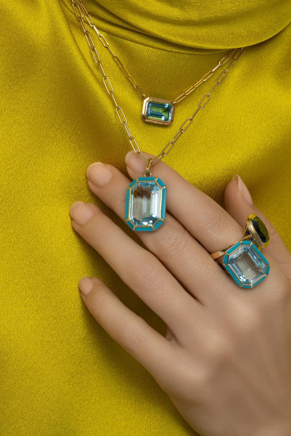 Blue Topaz Melange Pendant Necklace - Image 3