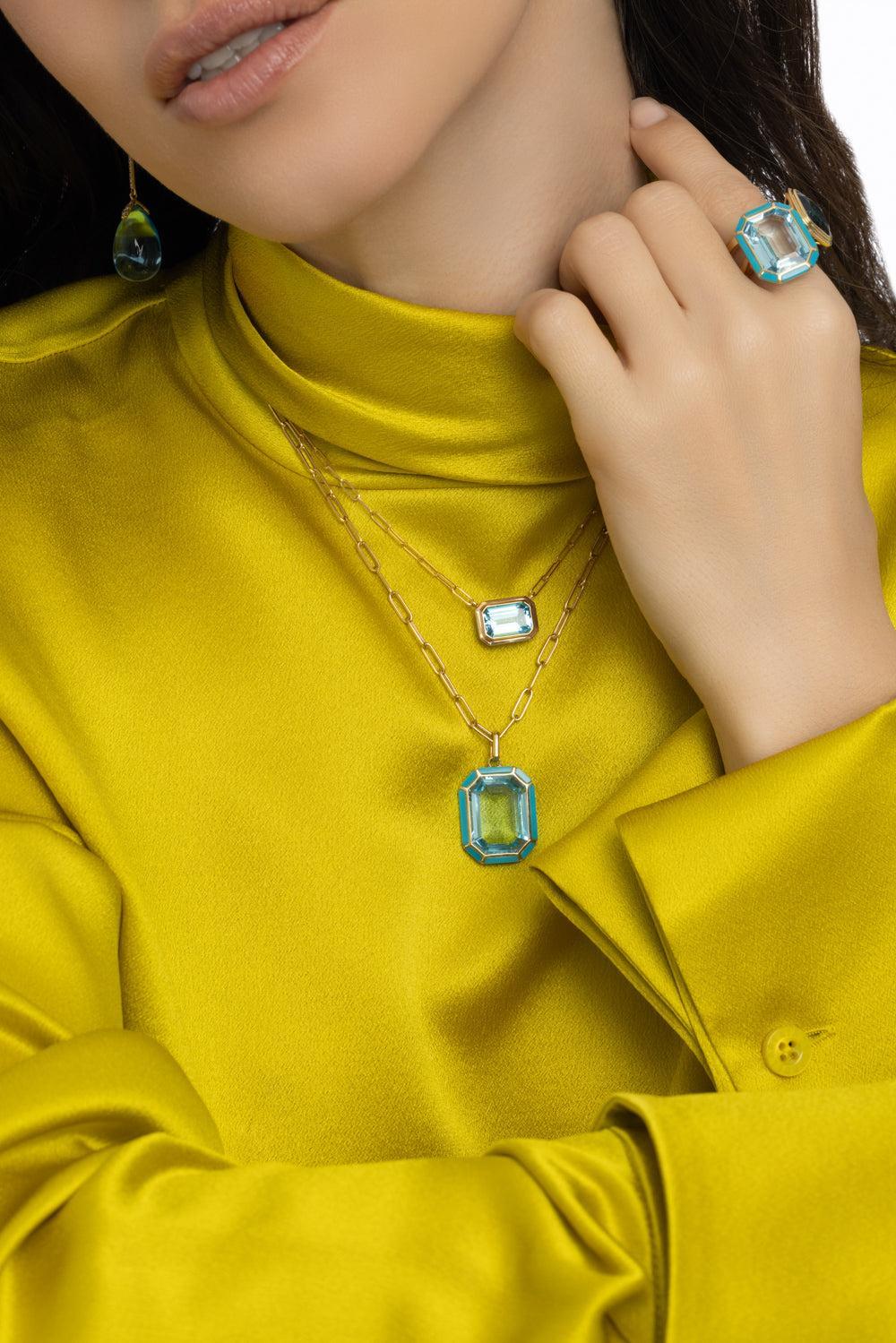 Blue Topaz Melange Pendant Necklace - Image 4
