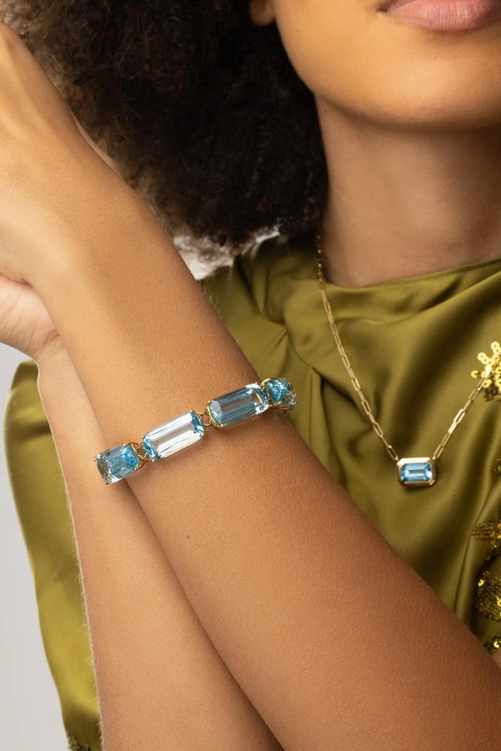 Blue Topaz Single Line Gossip Bracelet - Image 3