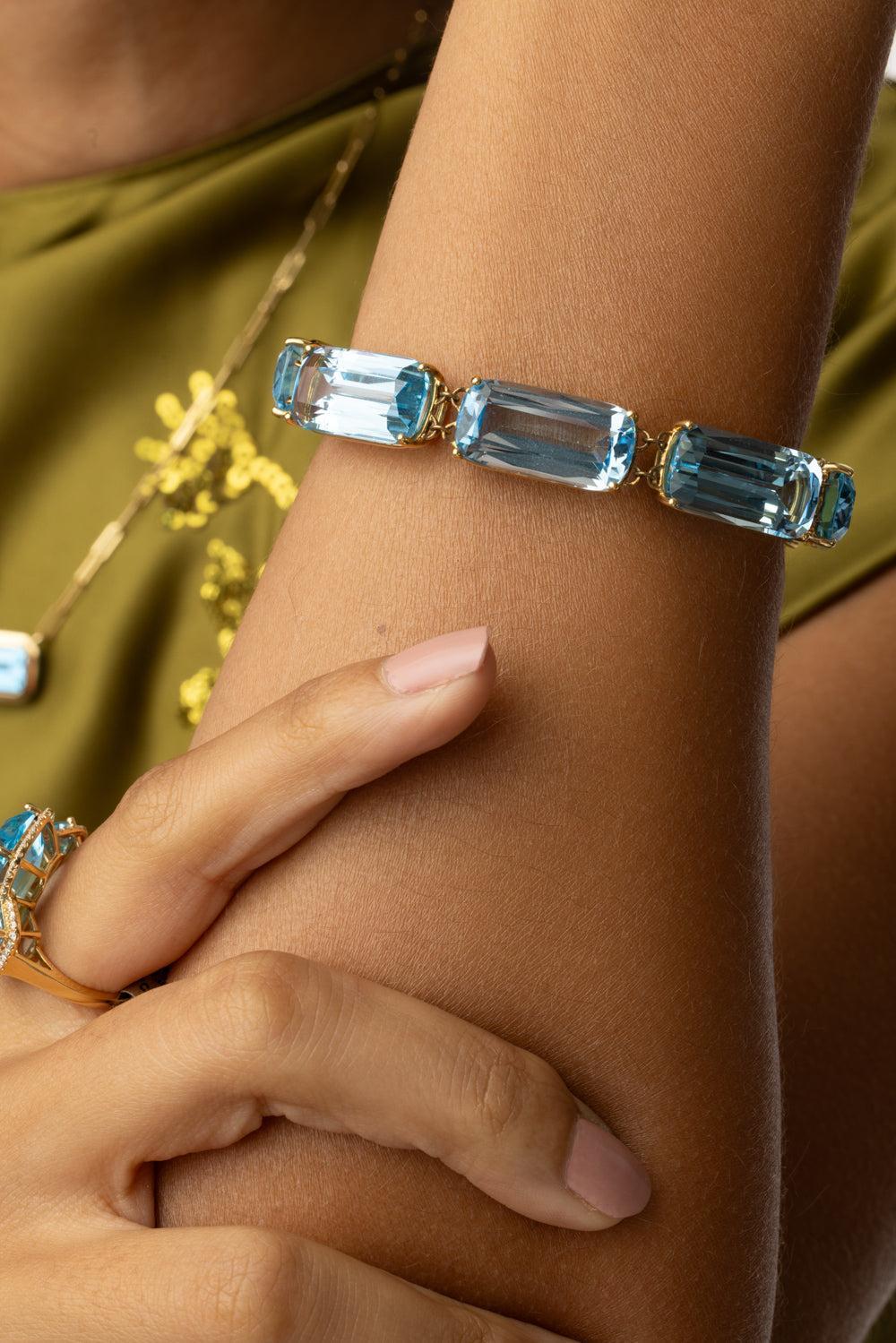 Blue Topaz Single Line Gossip Bracelet - Image 4