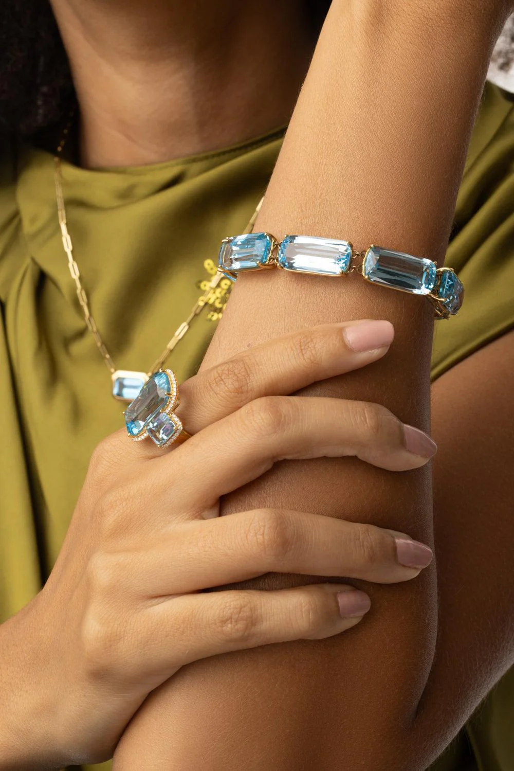 Blue Topaz Single Line Gossip Bracelet - Image 5