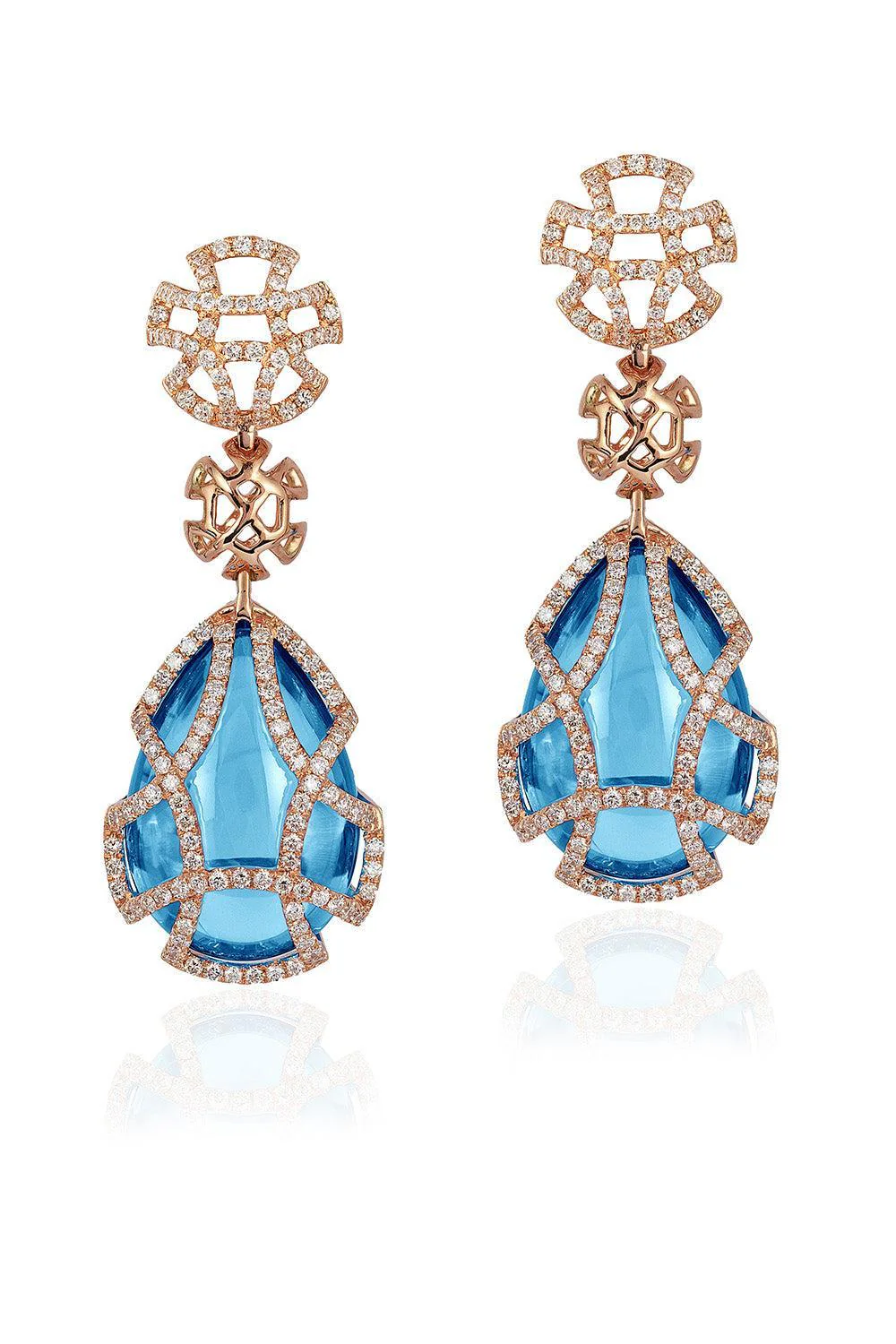 Blue Topaz Teardrop Cage Freedom Earrings