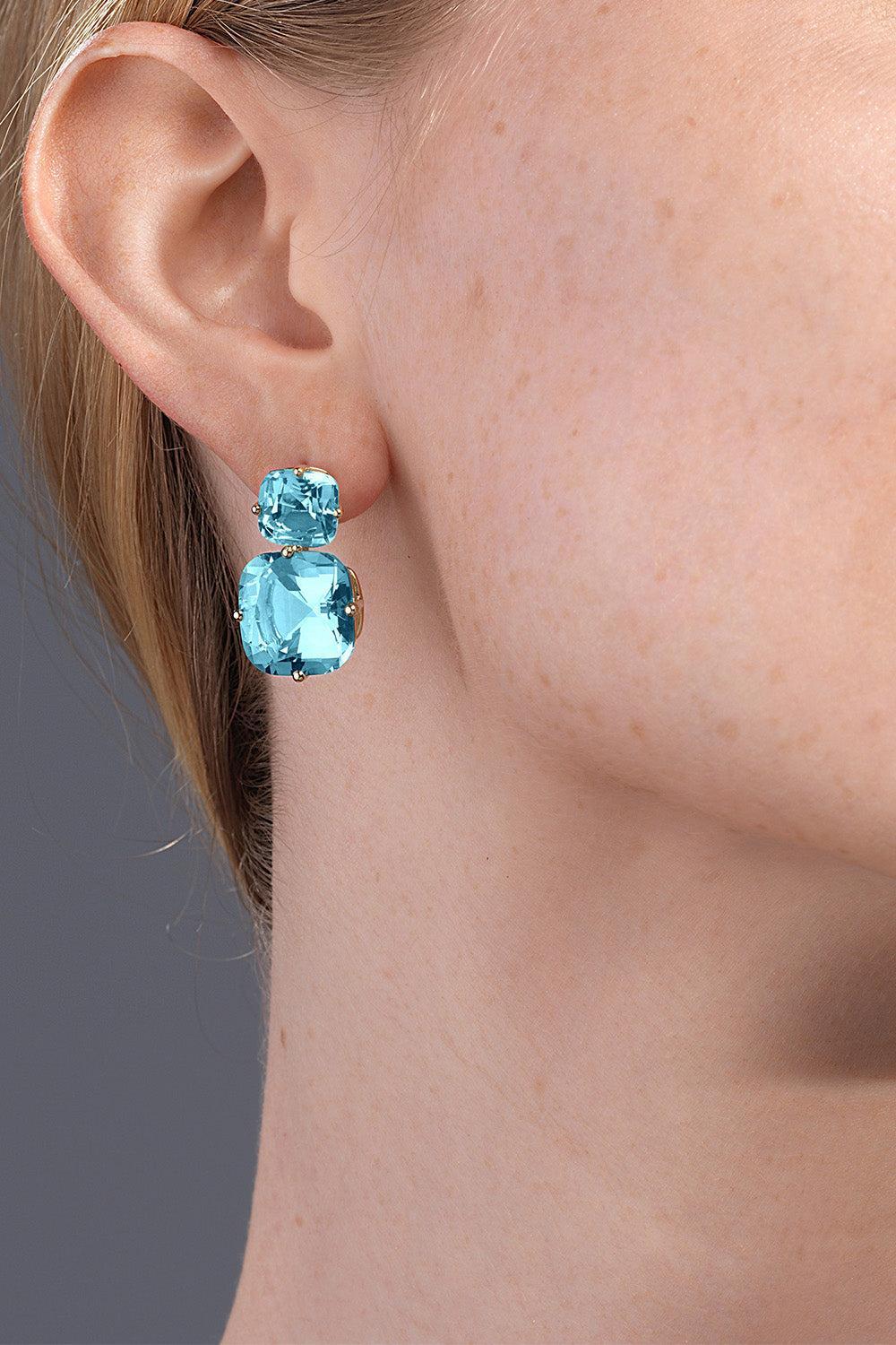 Blue Topaz Two Tier Gossip Earrings - Image 2