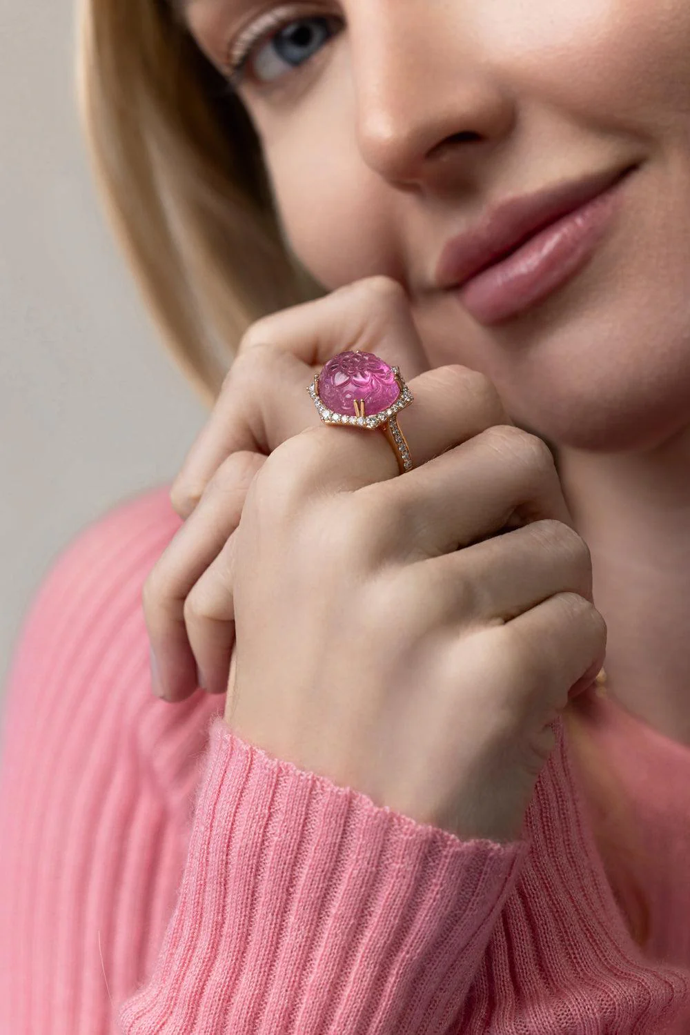 Carved Tourmaline G-One Ring - Image 2