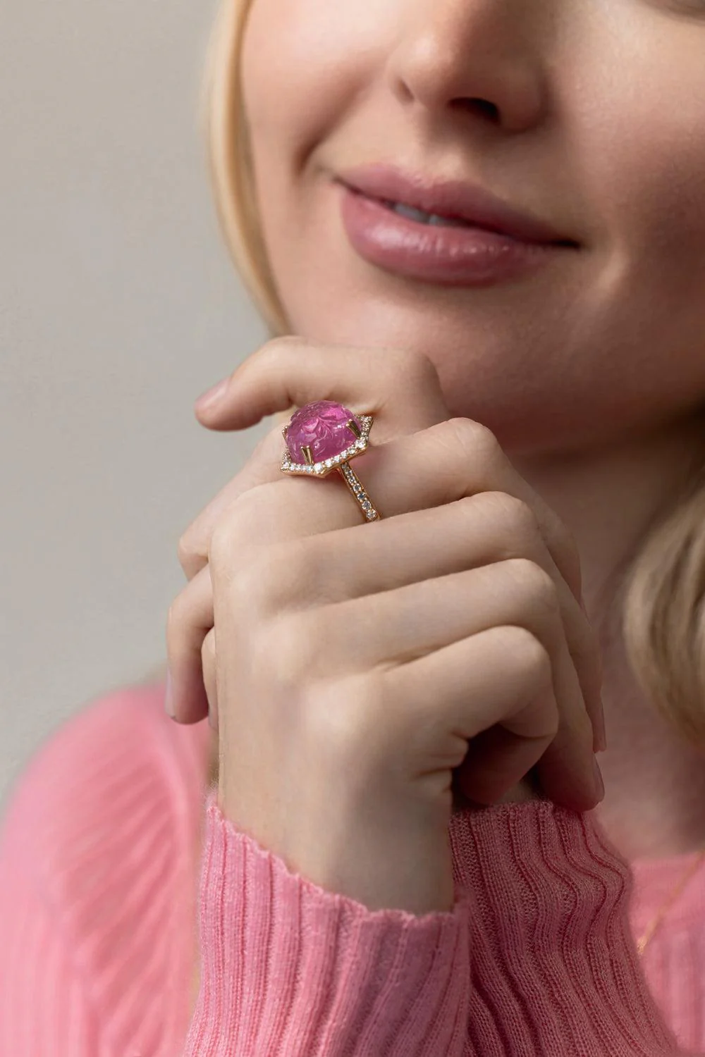Carved Tourmaline G-One Ring - Image 3