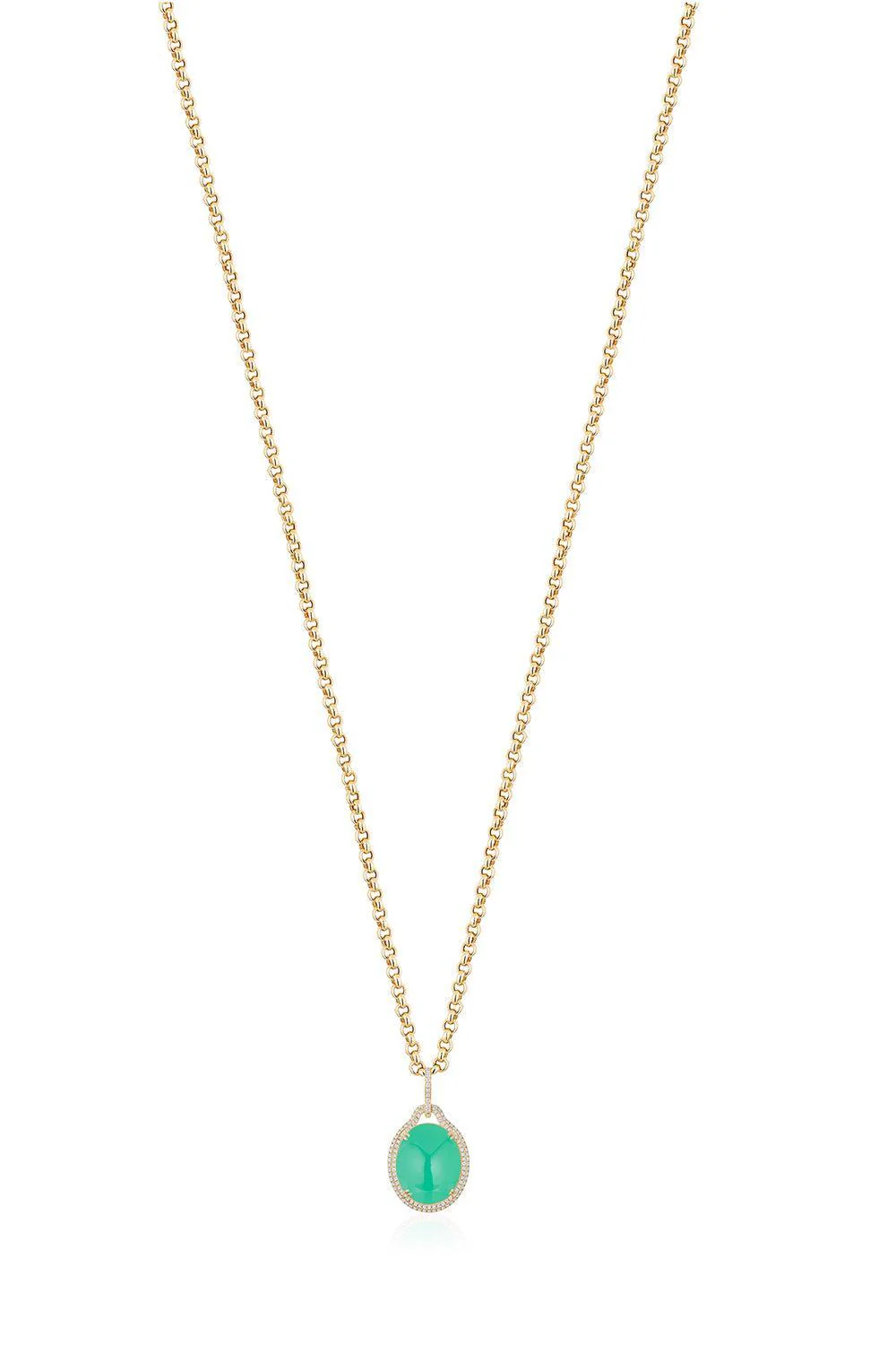 Chrysoprase Diamond Pendant Necklace